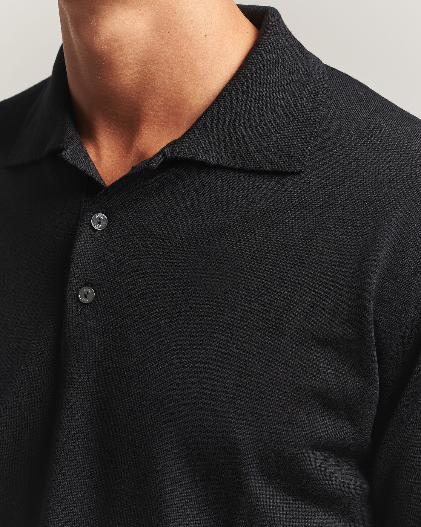 Herre | Gensere | Eton | Merino Wool Knitted Polo Black