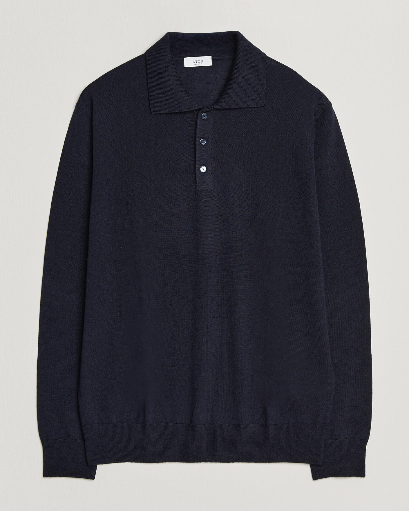 Herre | Gensere | Eton | Merino Wool Knitted Polo Navy Blue