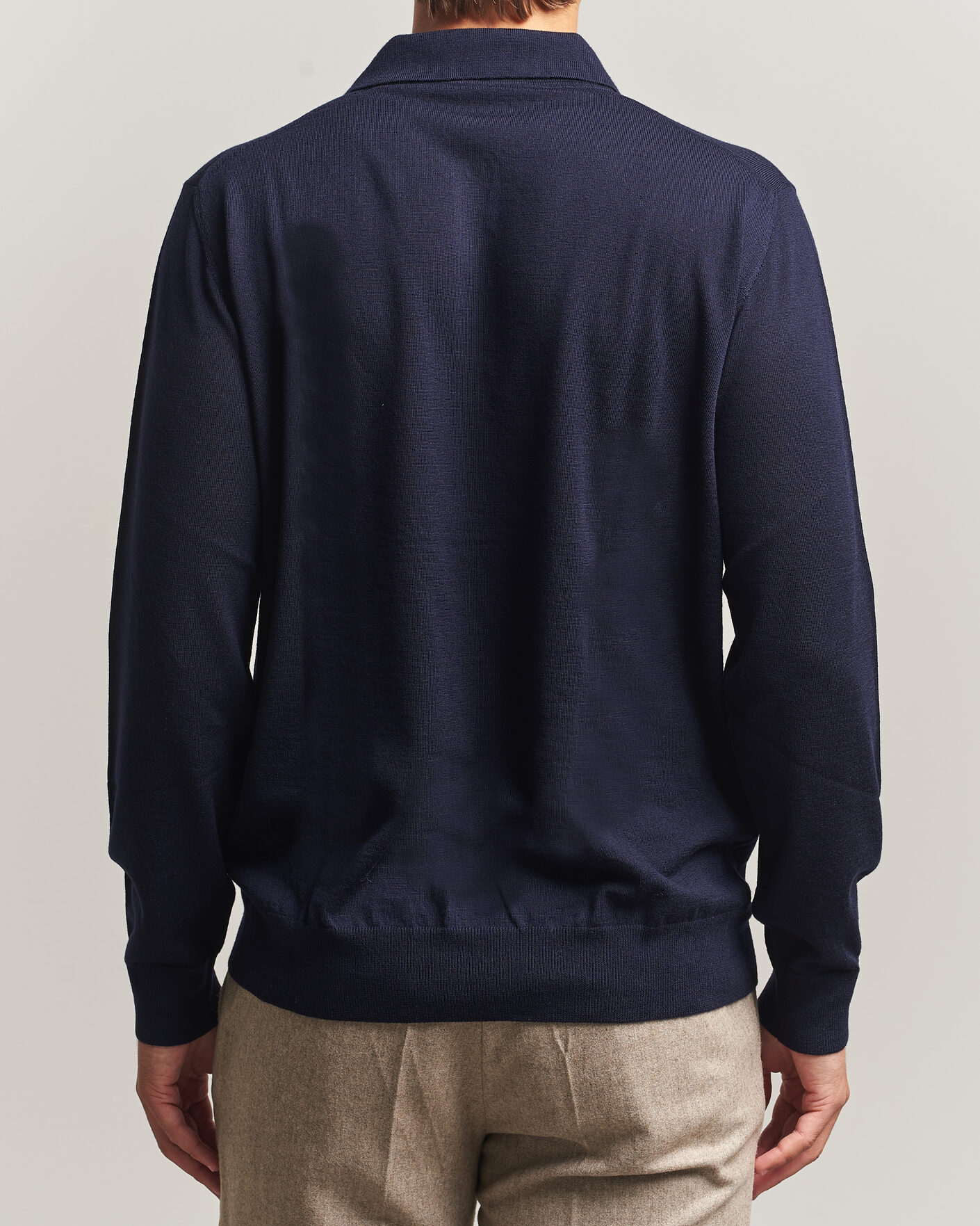 Herre | Gensere | Eton | Merino Wool Knitted Polo Navy Blue