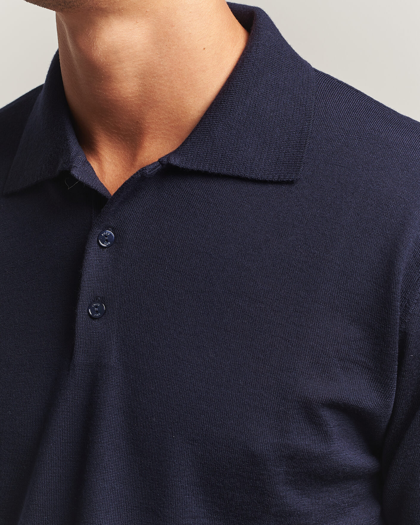 Herre | Gensere | Eton | Merino Wool Knitted Polo Navy Blue