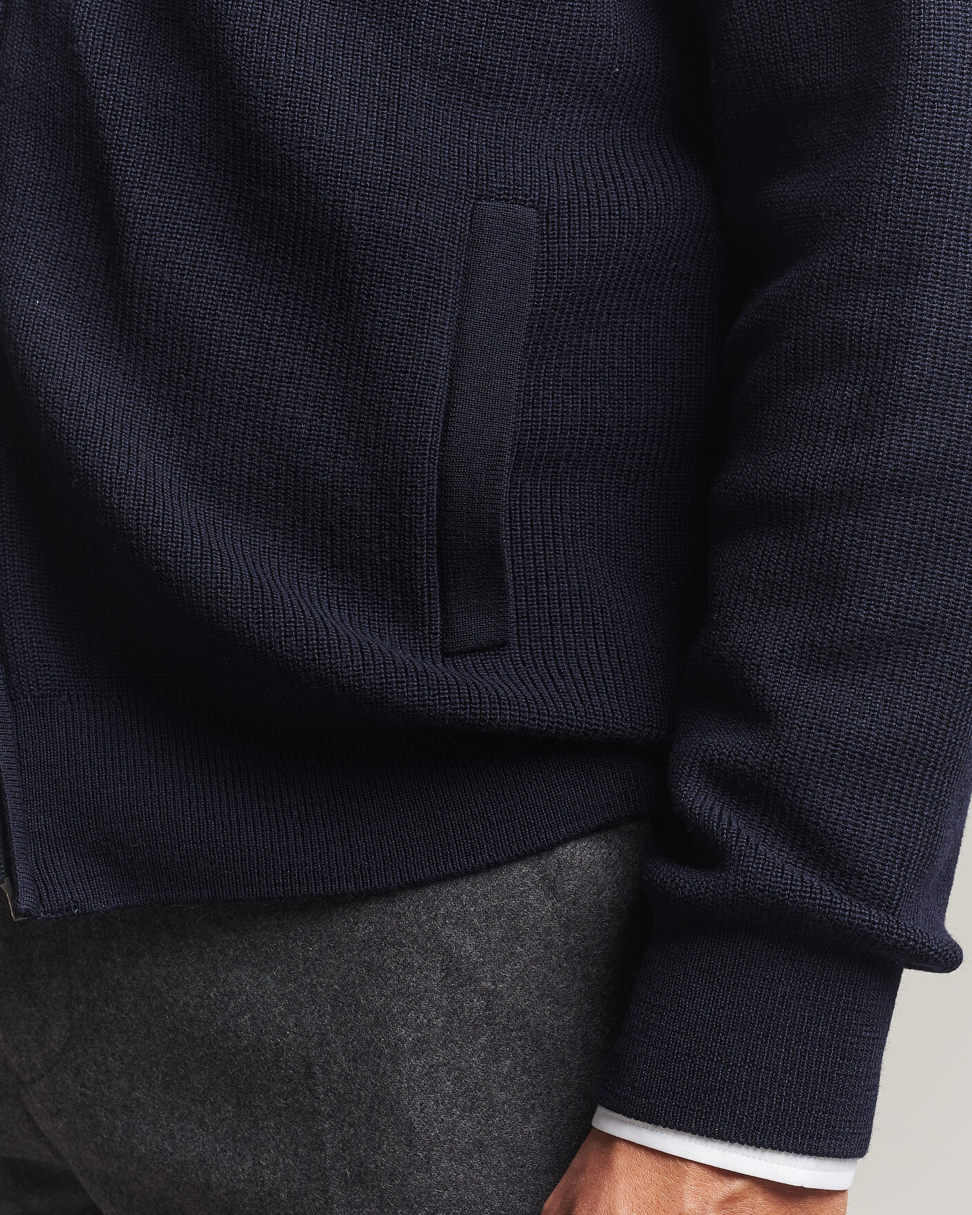 Herre | Gensere | Eton | Merino Wool Knitted Full Zip Navy Blue