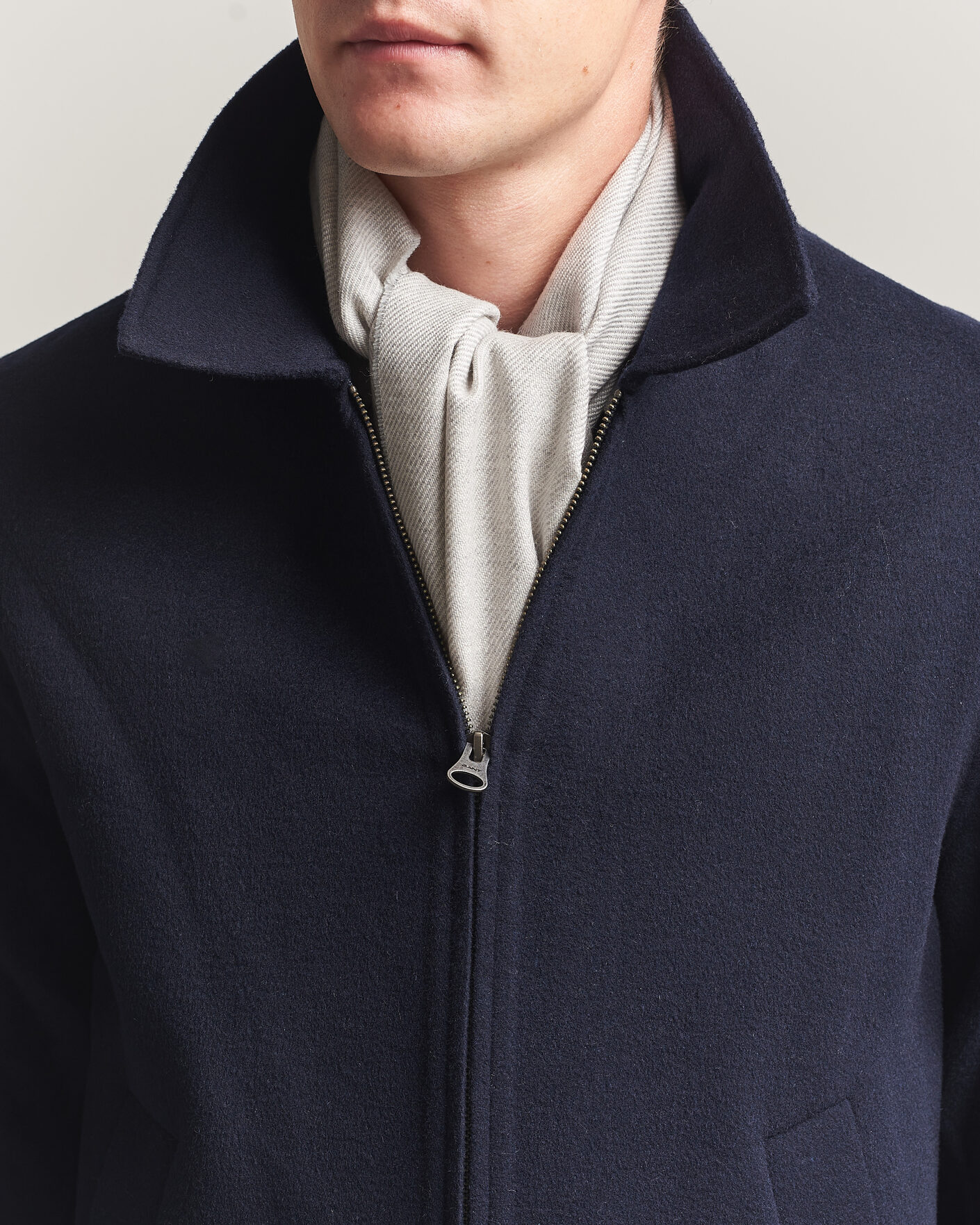 Herre | Skjerf | Eton | Twill Merino Wool Scarf Light Grey
