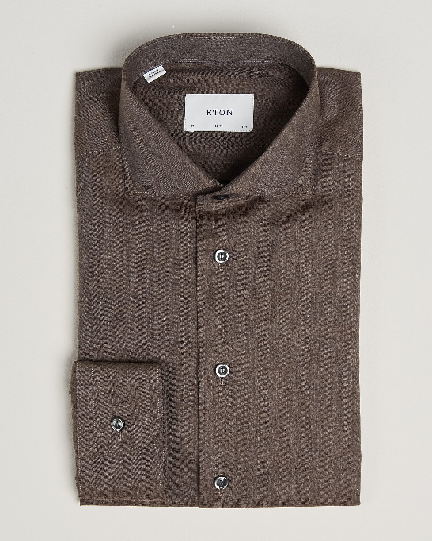 Herre | Skjorter | Eton | Slim Fit Signature Flannel Shirt Brown