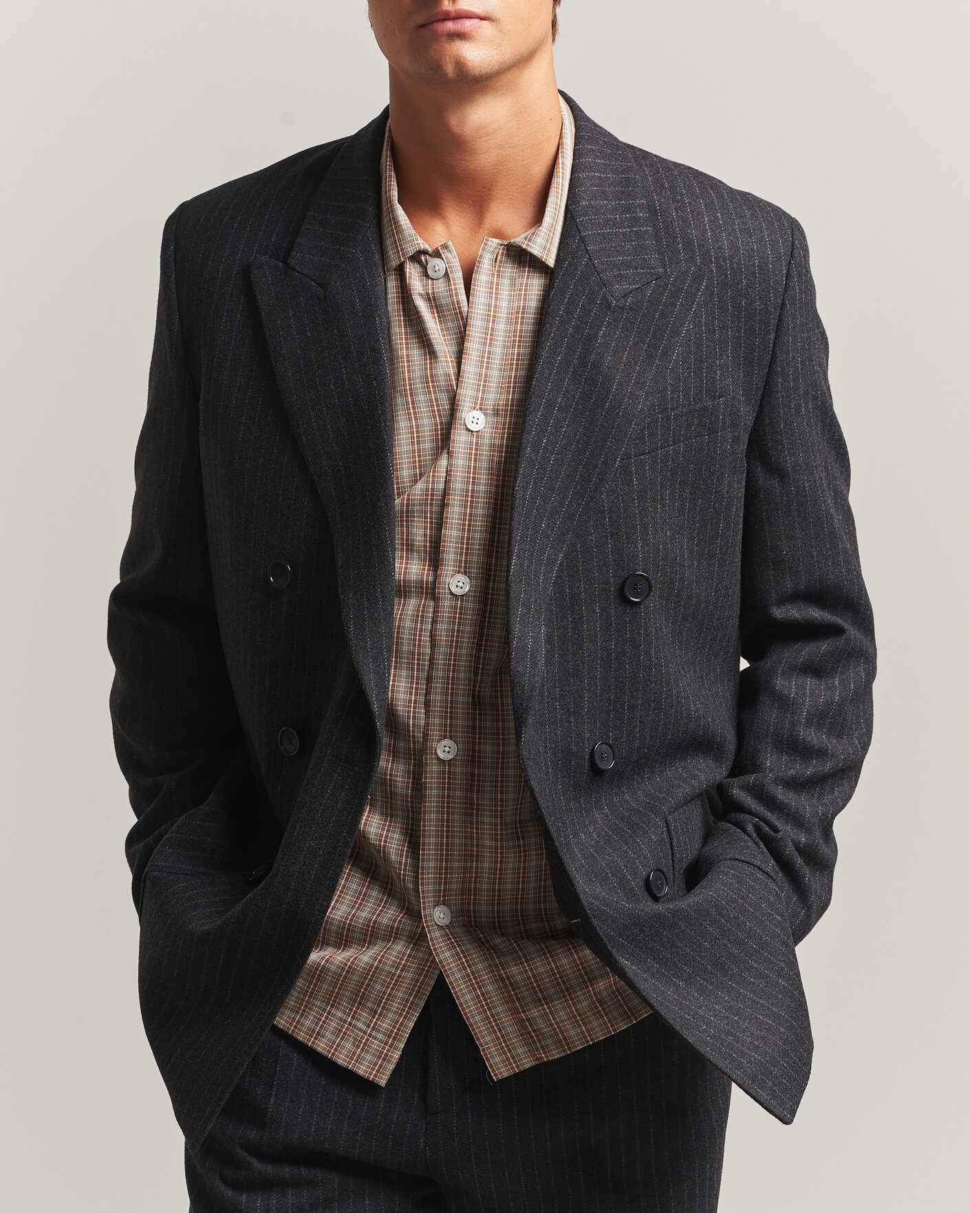Herre | Dressjakker | Filippa K | Michael Wool Flannel Pinstriped Blazer Anthracite