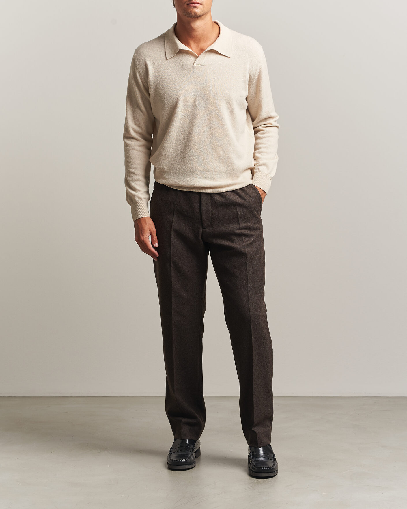 Herre | Bukser | Filippa K | Theo Relaxed Flannel Trousers Walnut Brown