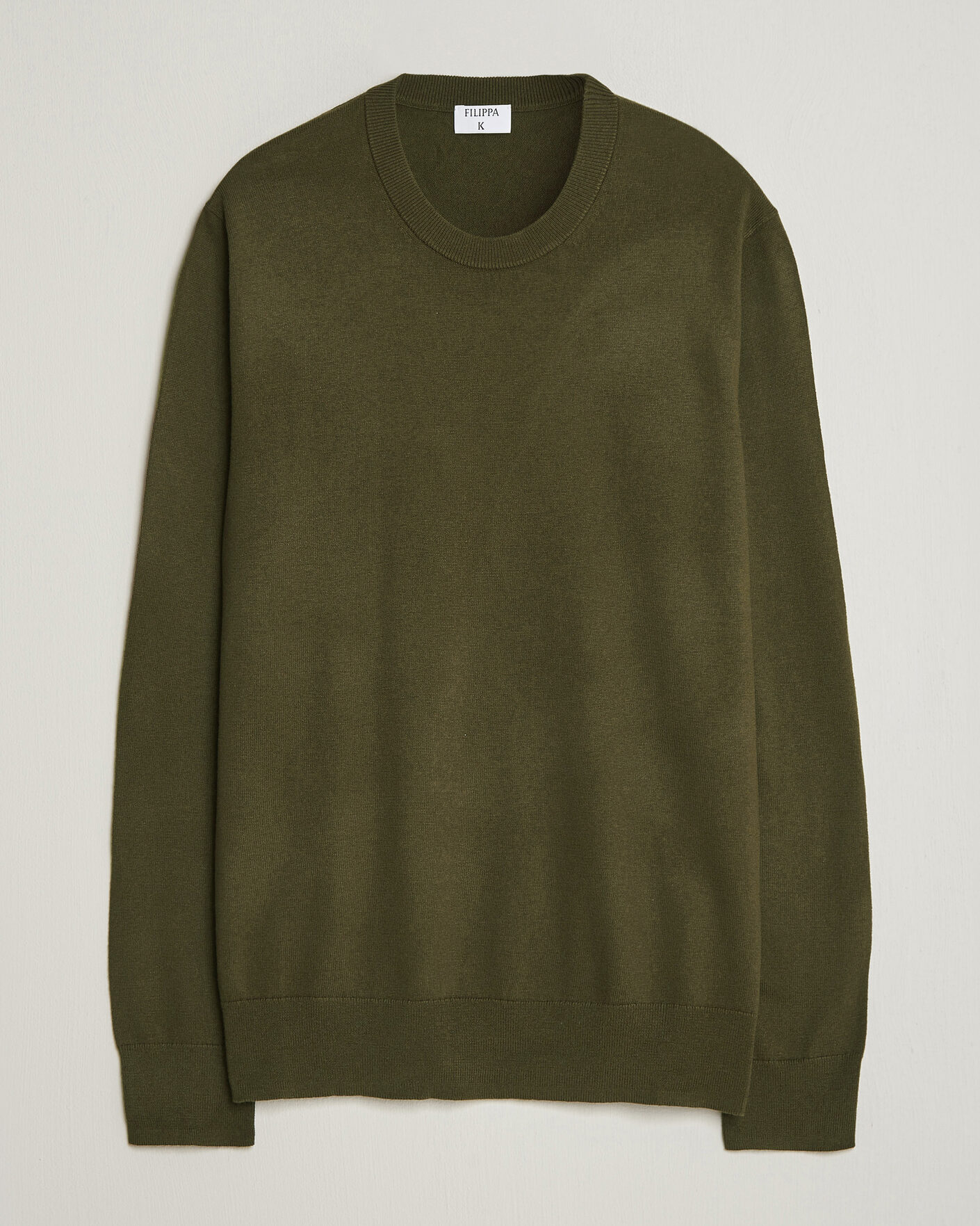 Herre | Gensere | Filippa K | Cotton Merino Knitted Sweater Dark Moss Green
