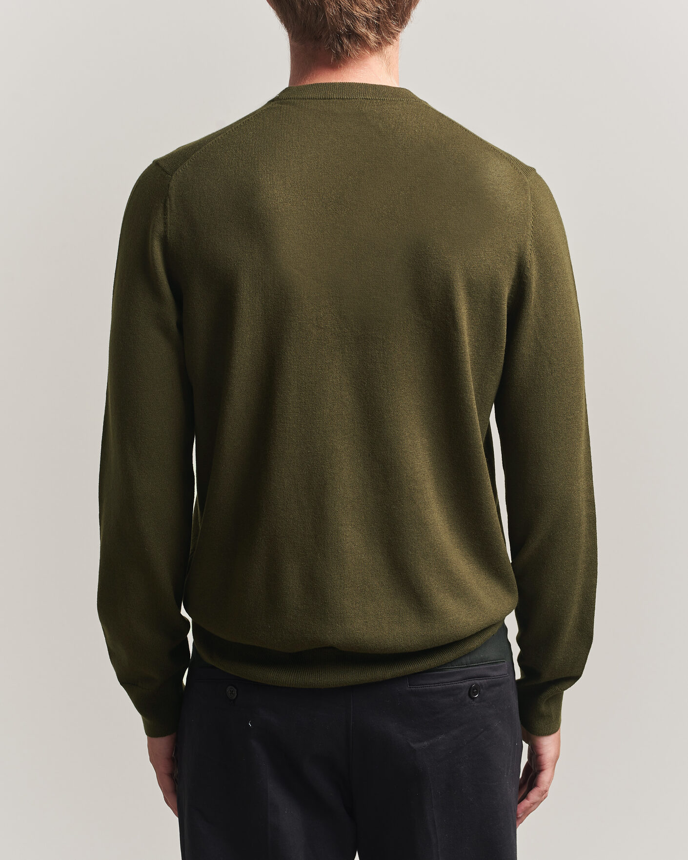 Herre | Gensere | Filippa K | Cotton Merino Knitted Sweater Dark Moss Green