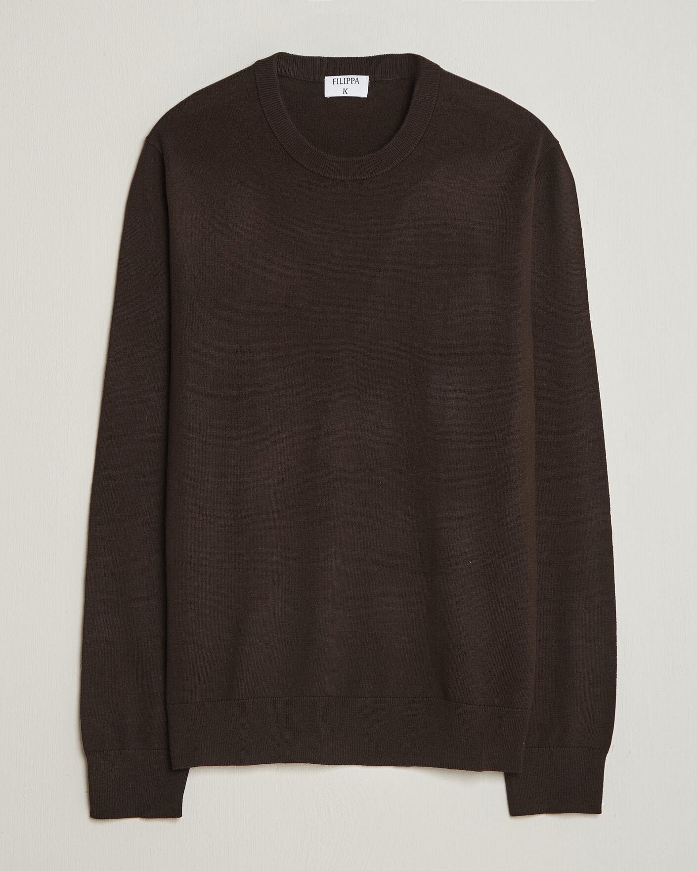 Herre | Gensere | Filippa K | Cotton Merino Knitted Sweater Dark Chocolate