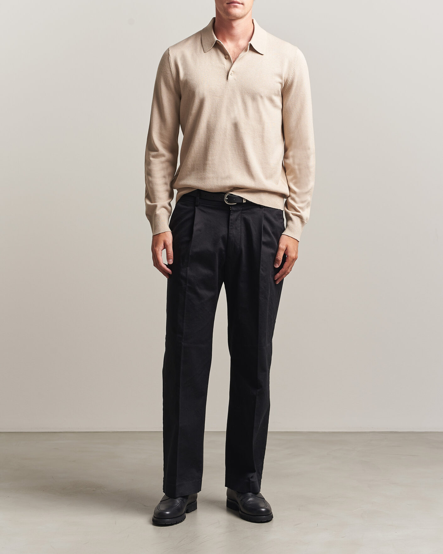 Herre | Gensere | Filippa K | Knitted Polo Shirt Pearl Beige