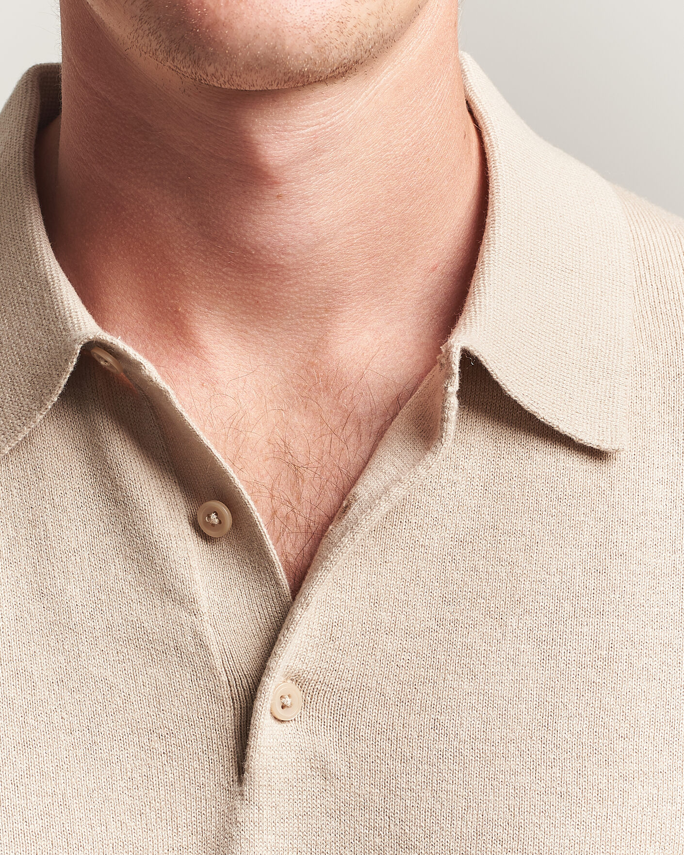 Herre | Gensere | Filippa K | Knitted Polo Shirt Pearl Beige