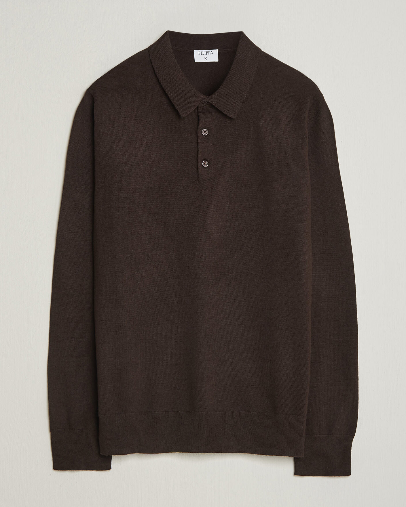 Herre | Gensere | Filippa K | Knitted Polo Shirt Dark Chocolate
