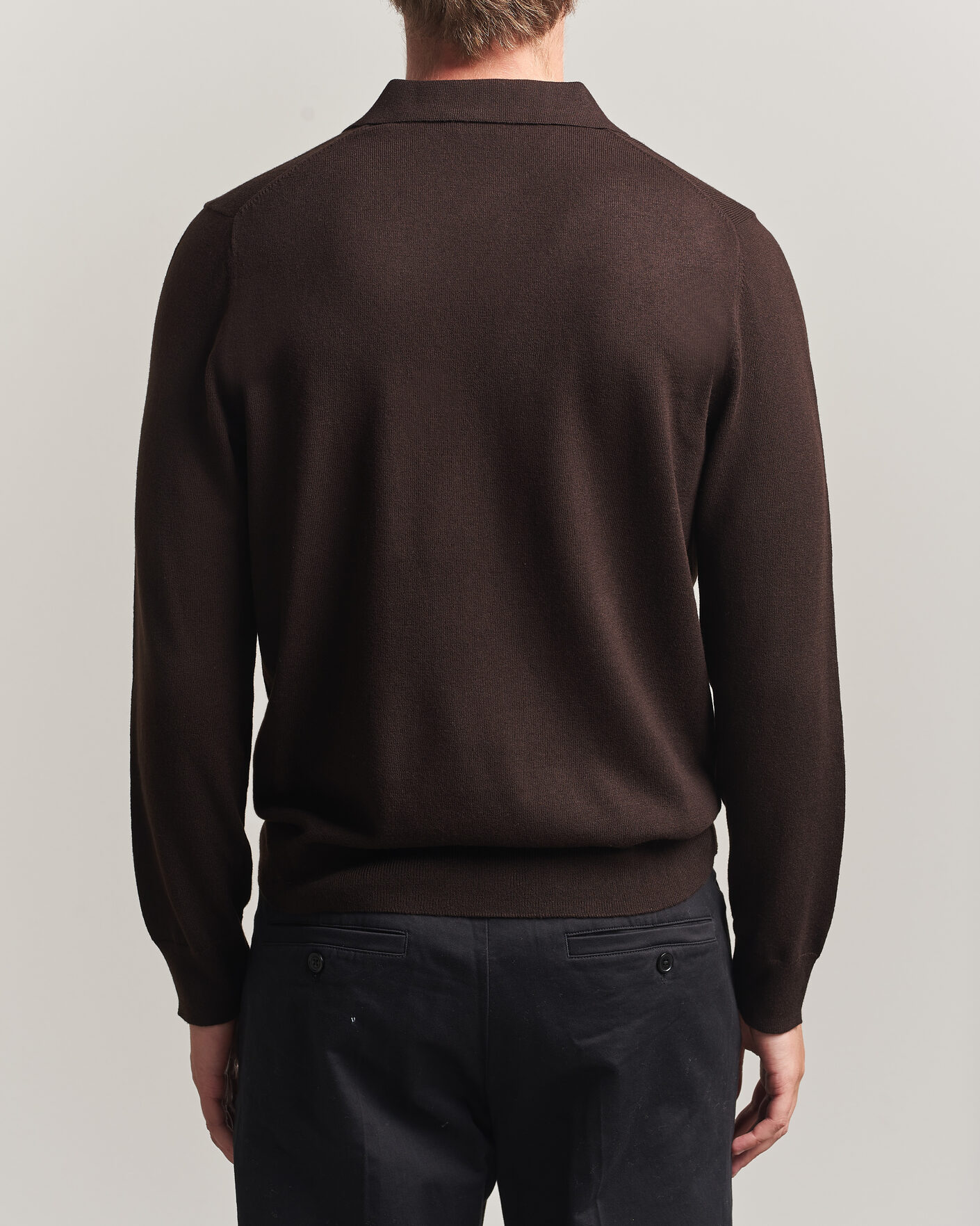 Herre | Gensere | Filippa K | Knitted Polo Shirt Dark Chocolate