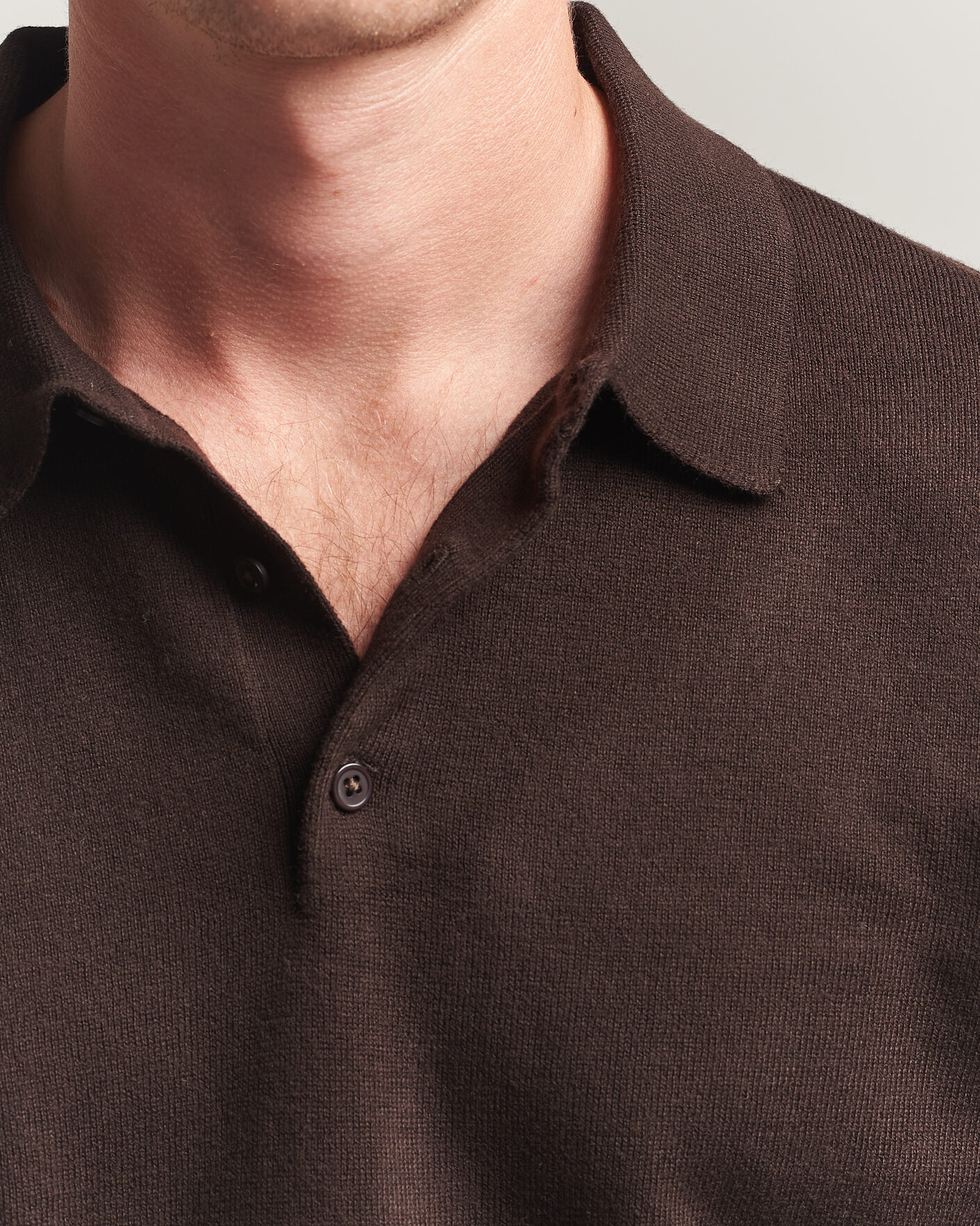 Herre | Gensere | Filippa K | Knitted Polo Shirt Dark Chocolate