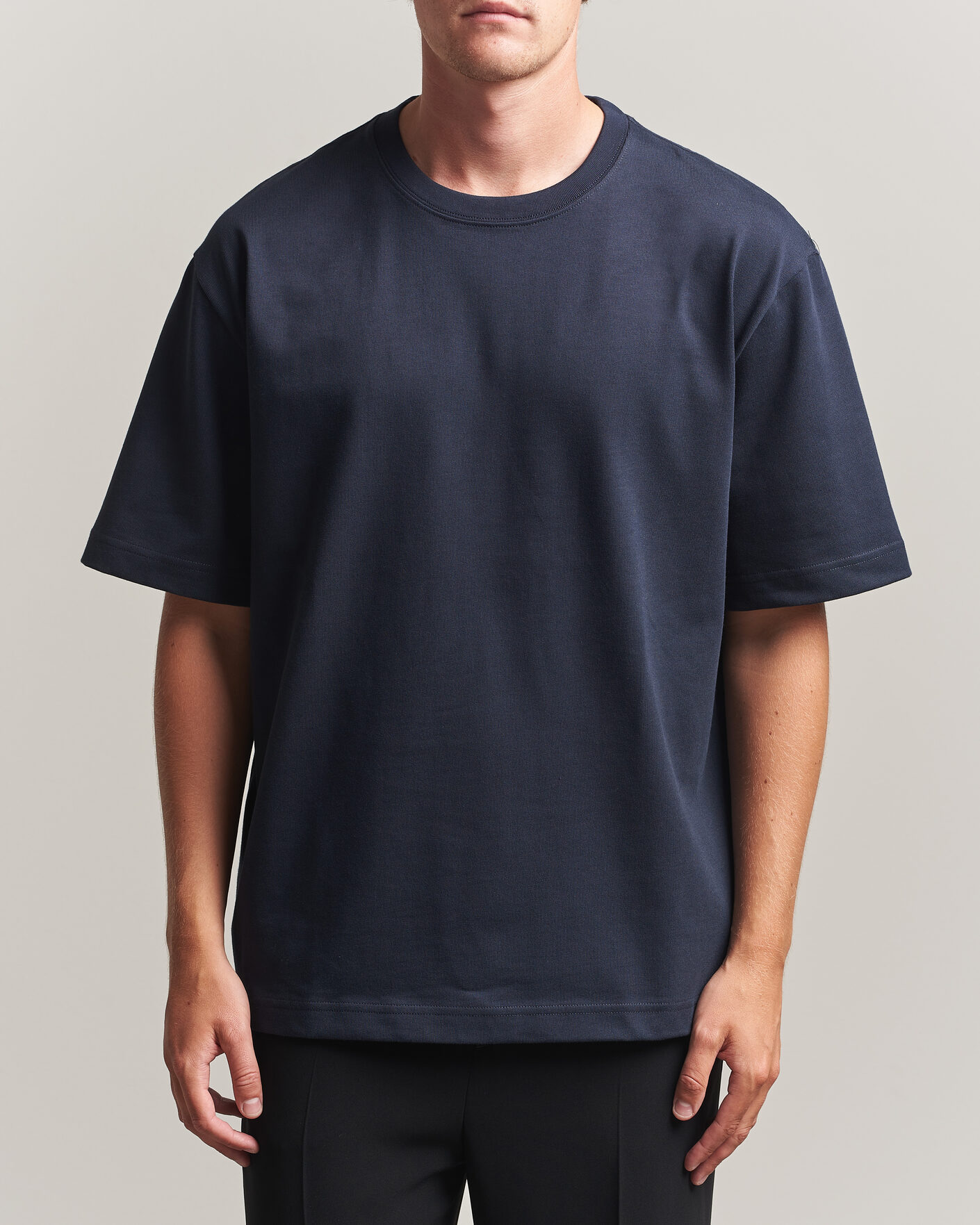 Herre | T-Shirts | Filippa K | Heavy Cotton Crew Neck T-Shirt Night Blue
