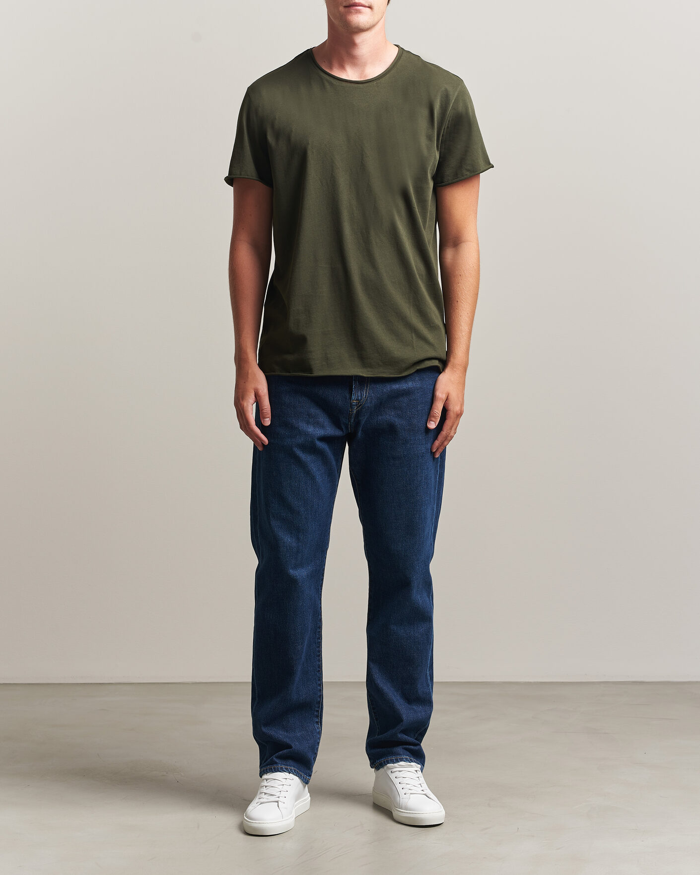 Herre | T-Shirts | Filippa K | Roll Neck Crew Neck T-Shirt Night Green