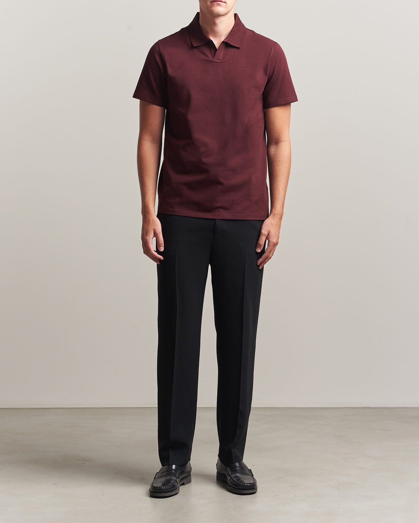 Herre | Pikéer | Filippa K | Soft Lycra Polo T-Shirt Dark Burgundy