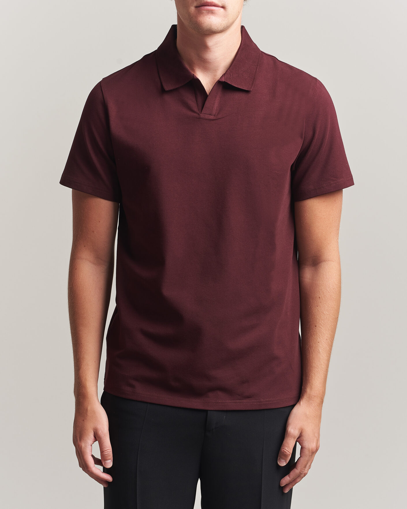 Herre | Pikéer | Filippa K | Soft Lycra Polo T-Shirt Dark Burgundy