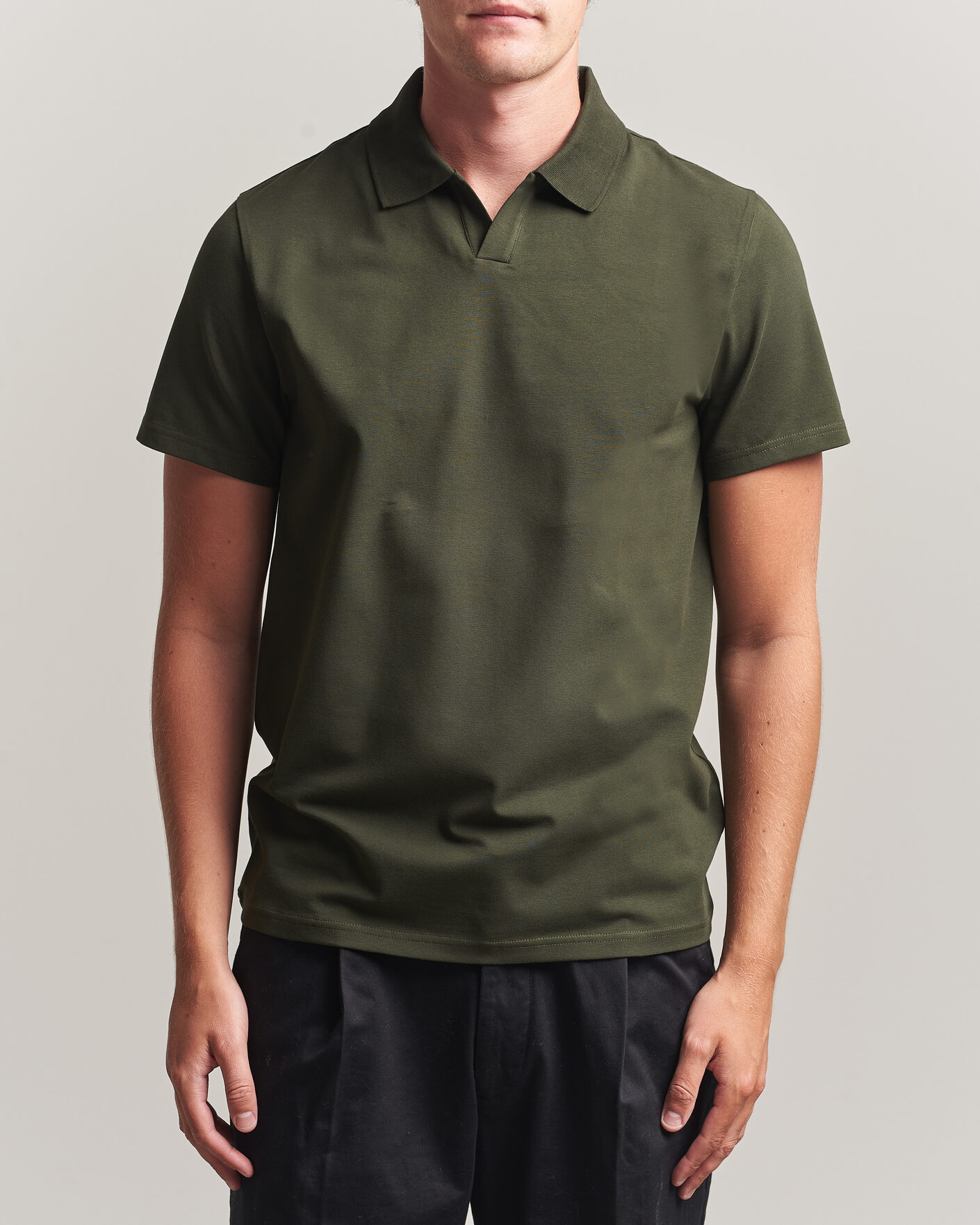 Herre | Pikéer | Filippa K | Soft Lycra Polo T-Shirt Night Green