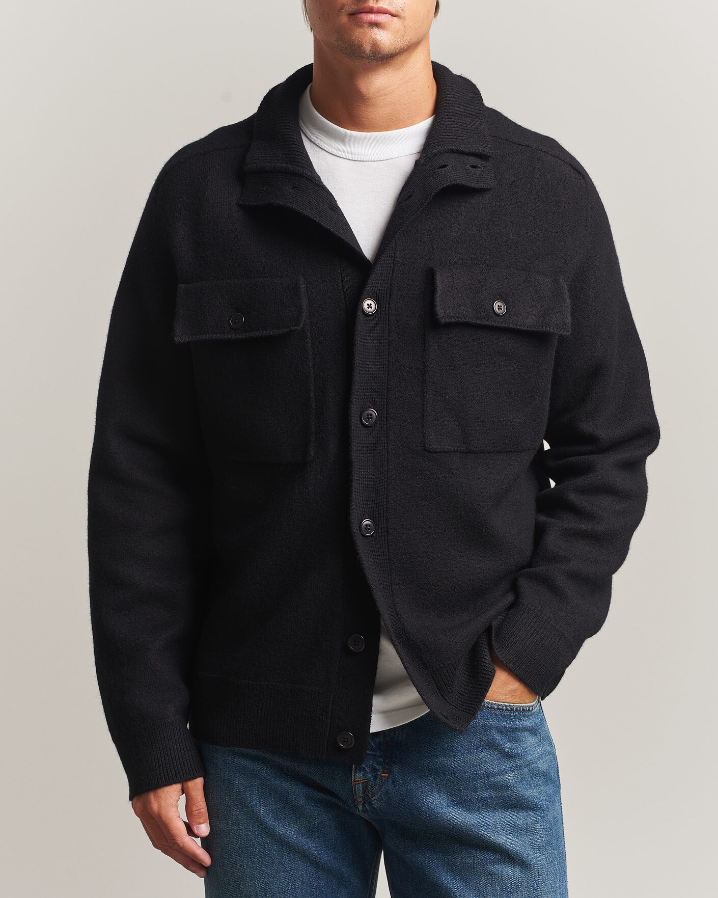 Herre | Gensere | Filippa K | Wool Knitted Cardigan Black