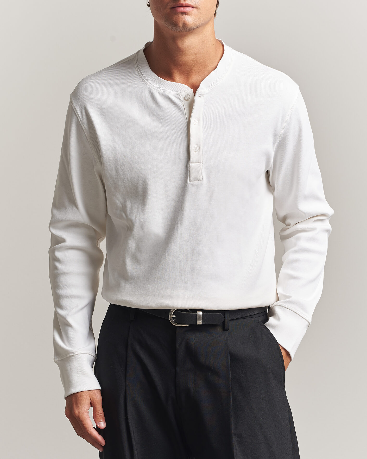 Herre | Gensere | Filippa K | Cotton Rib Henley White