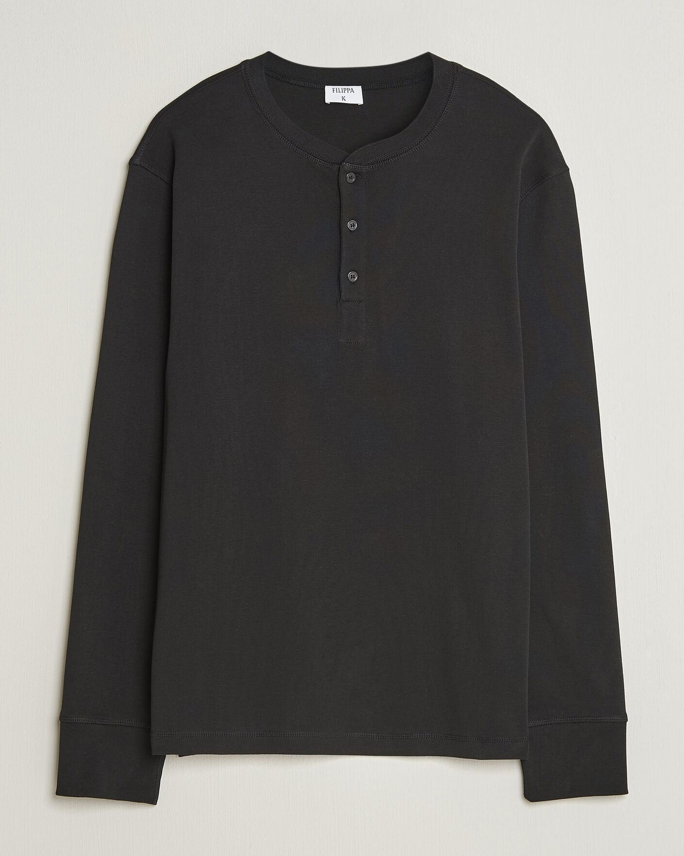 Herre | Gensere | Filippa K | Cotton Rib Henley Black