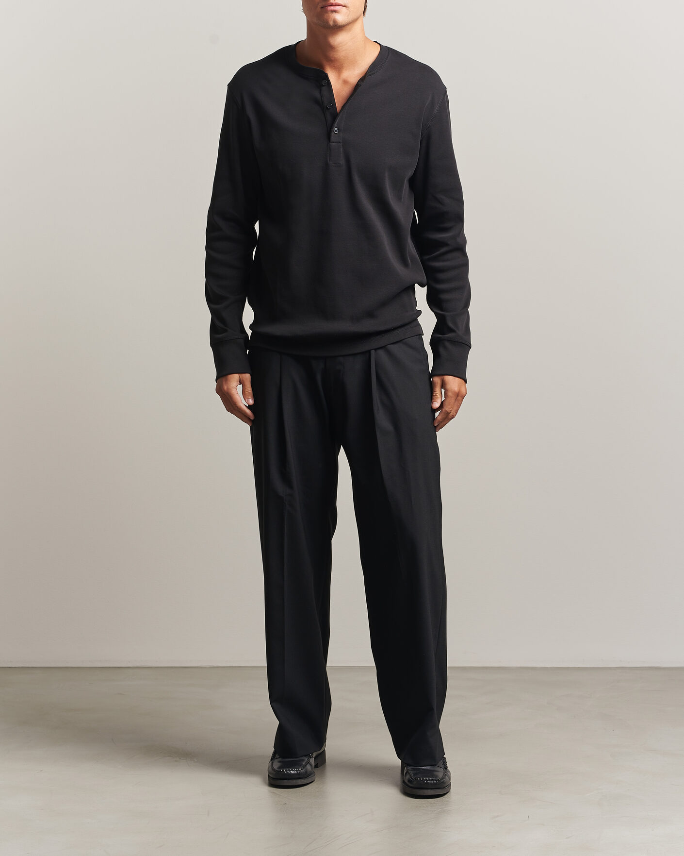 Herre | Gensere | Filippa K | Cotton Rib Henley Black