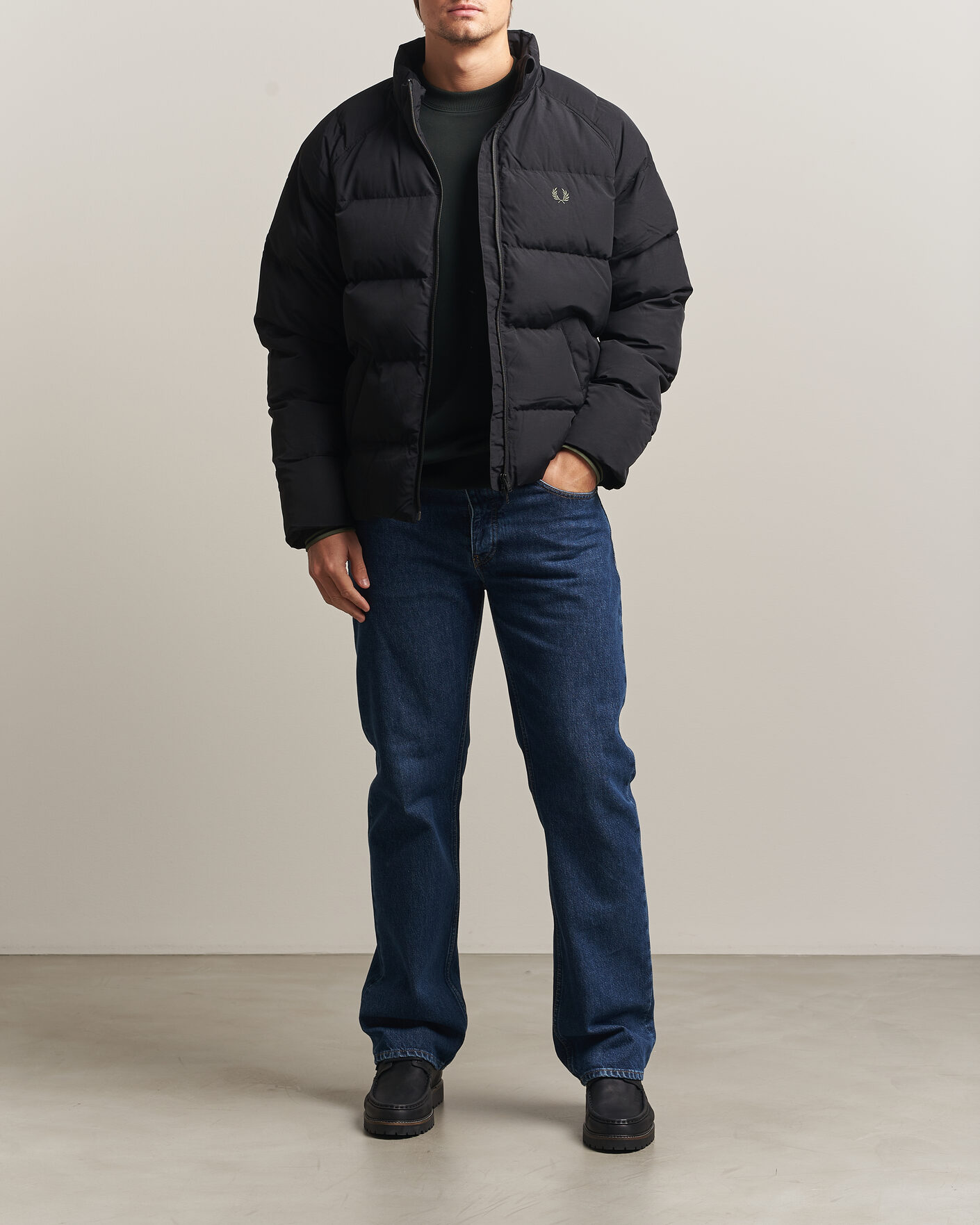 Herre | Jakker | Fred Perry | Raglan Sleeve Padded Jacket Black