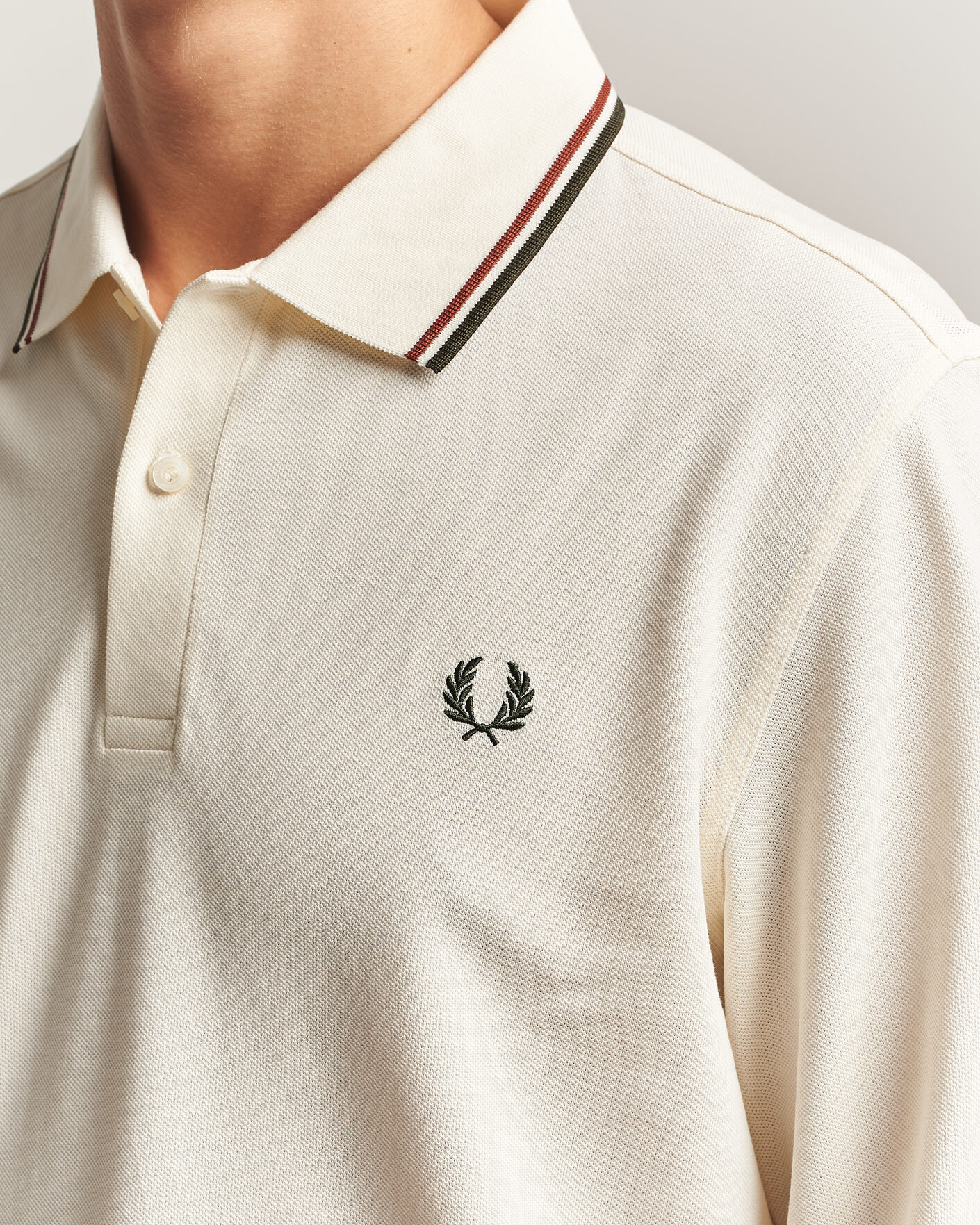 Herre | Pikéer | Fred Perry | Twin Tipped Long Sleeve Polo Shirt Ecru