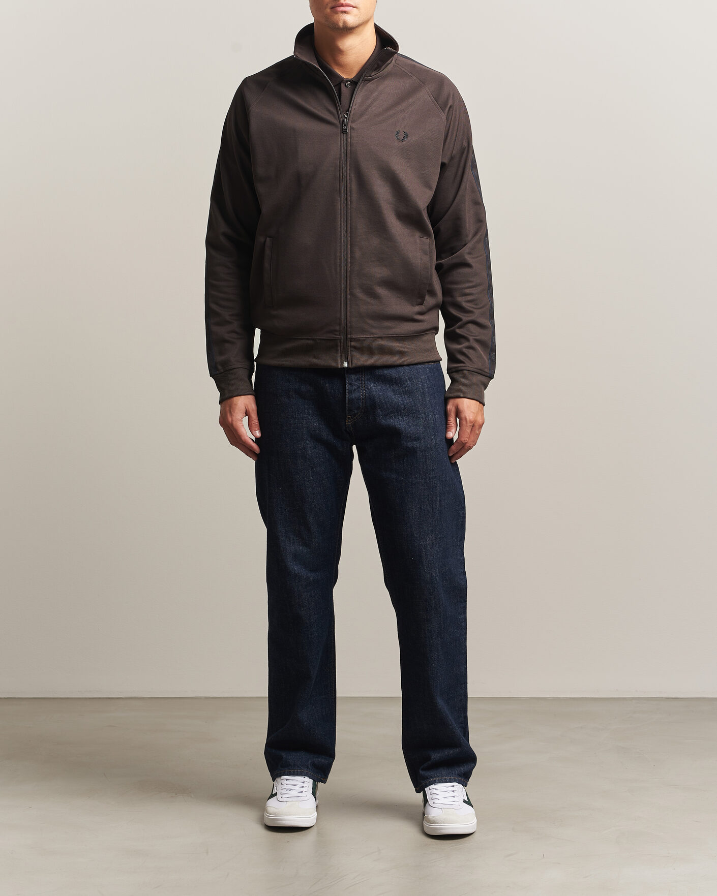 Herre | Gensere | Fred Perry | Taped Track Jacket Rich Brown