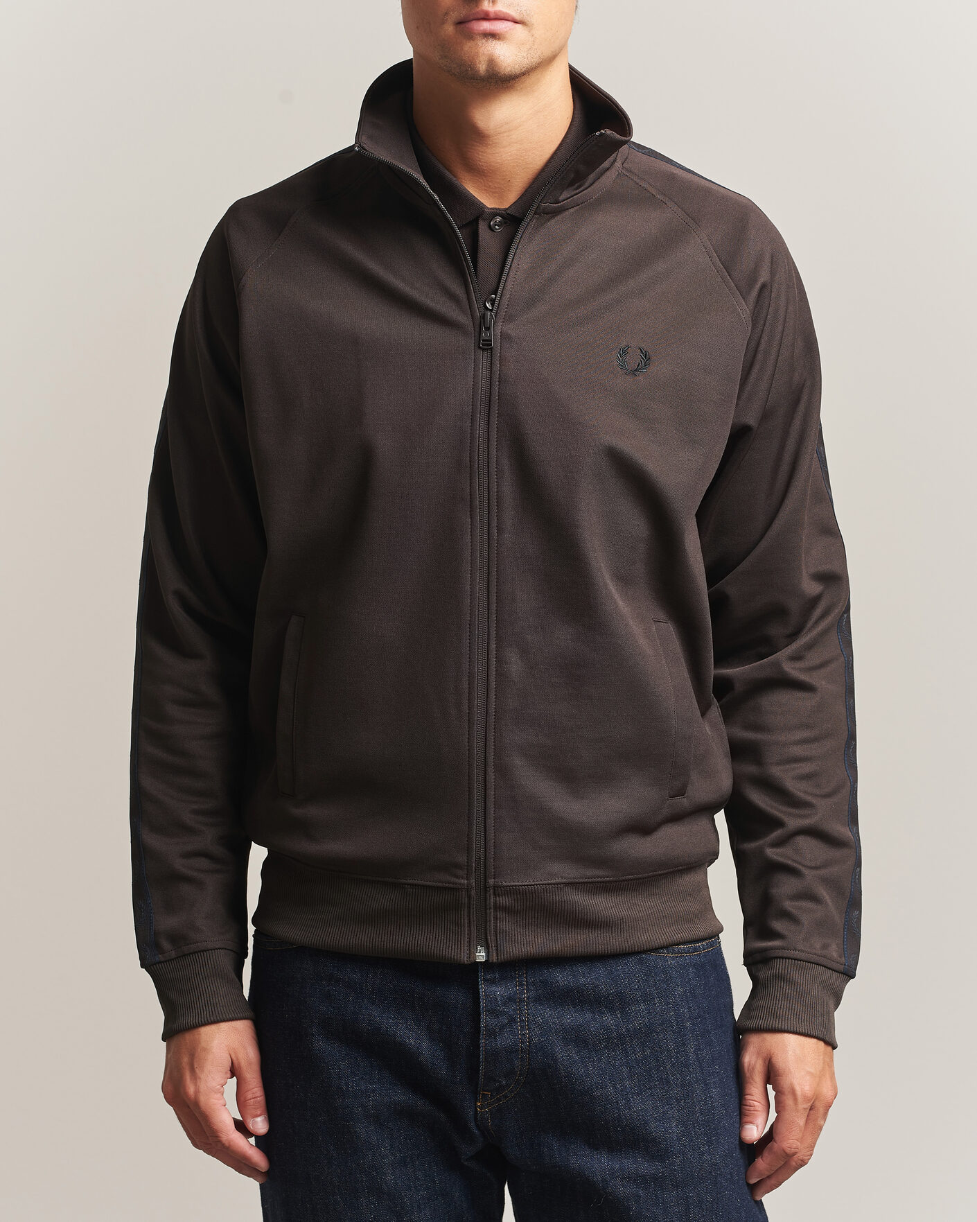 Herre | Gensere | Fred Perry | Taped Track Jacket Rich Brown