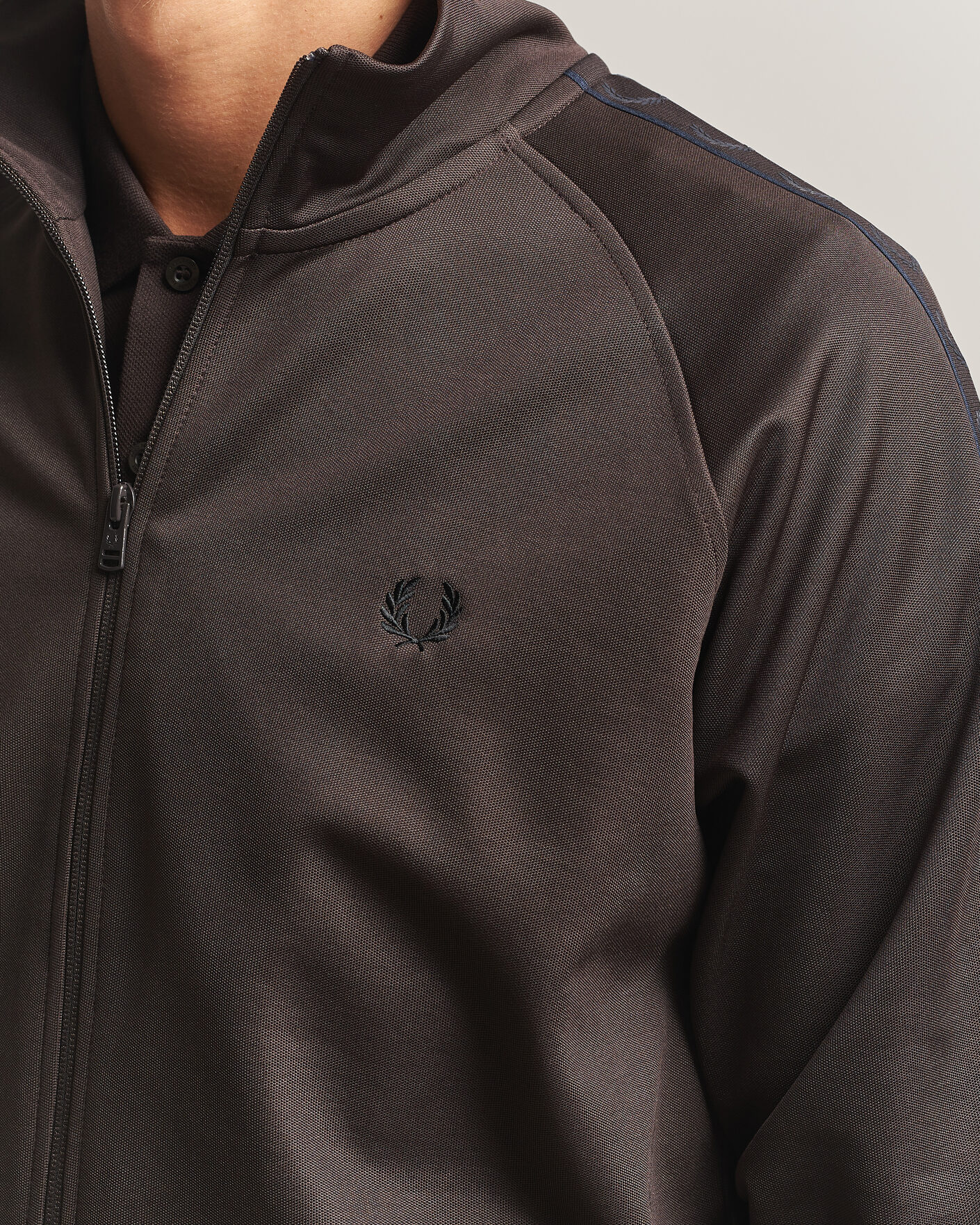 Herre | Gensere | Fred Perry | Taped Track Jacket Rich Brown