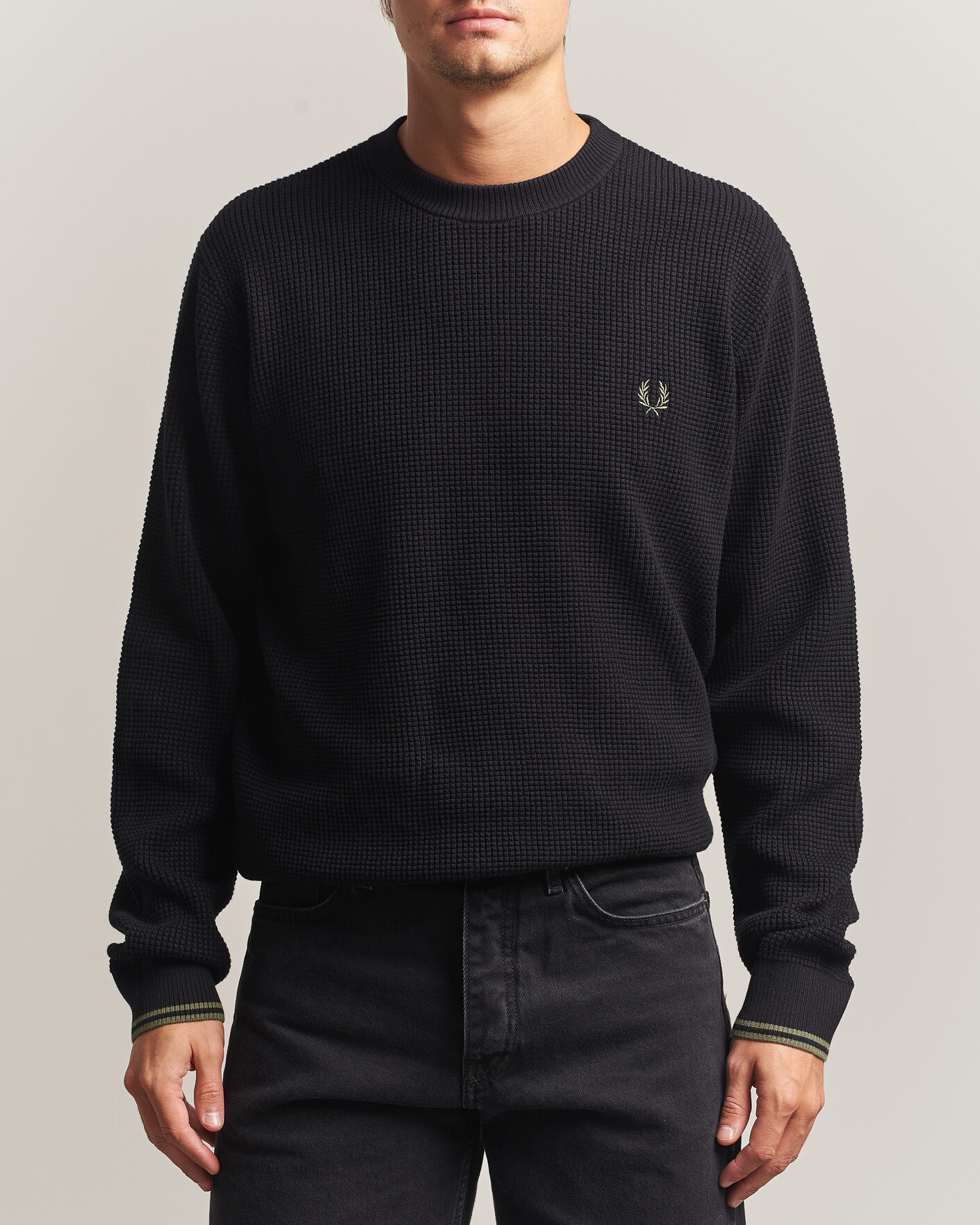 Herre | Gensere | Fred Perry | Waffle Stitch Jumper Black
