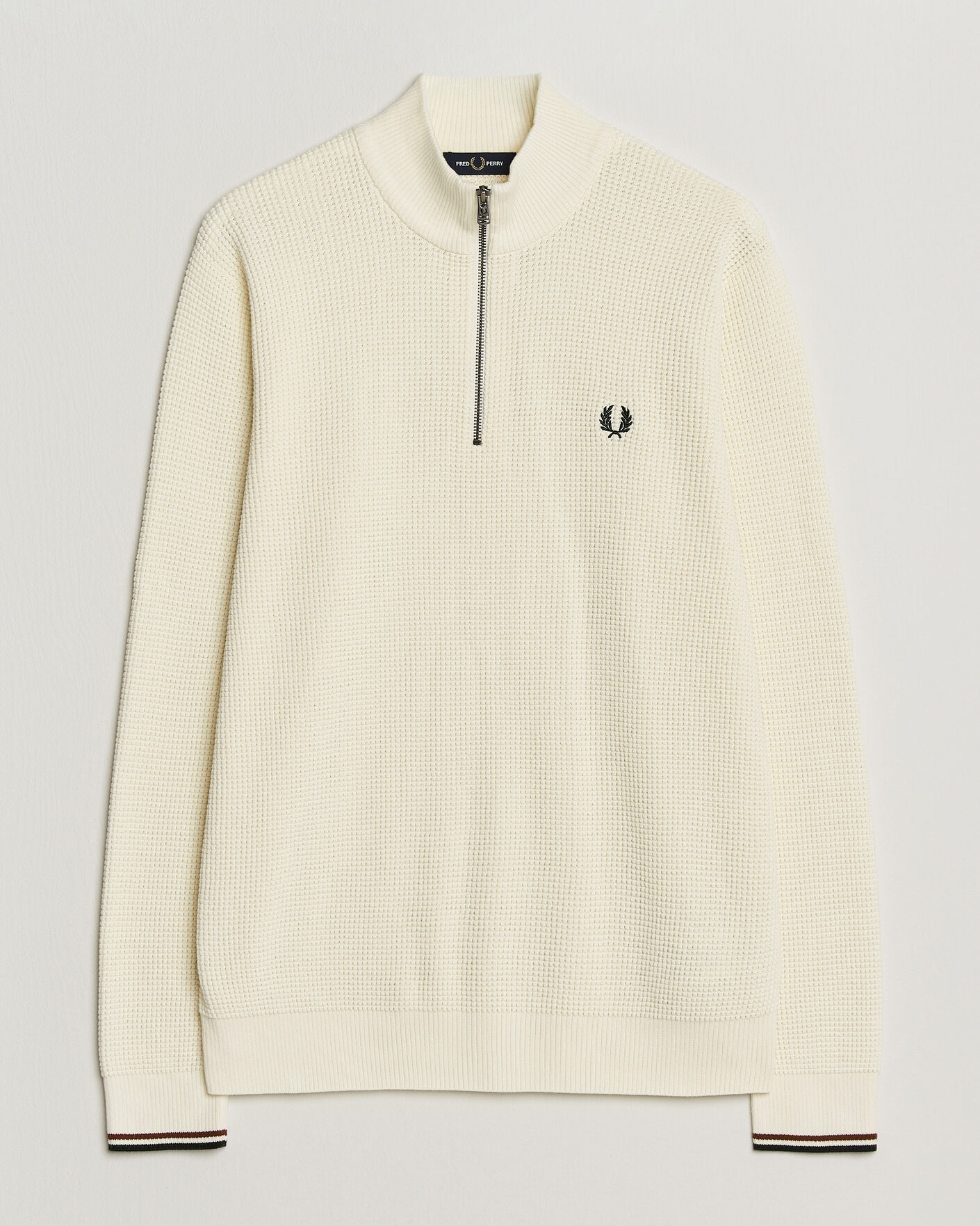 Herre | Gensere | Fred Perry | Waffle Stitch Half Zip Ecru
