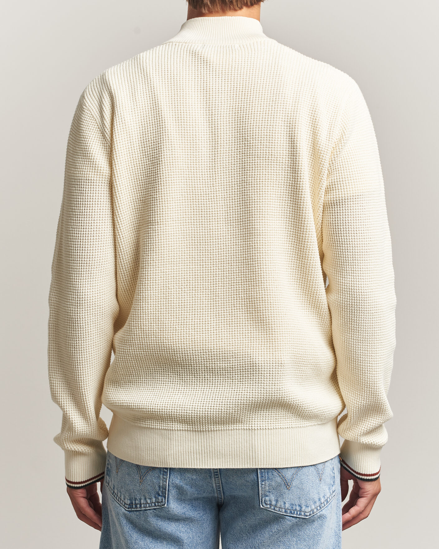 Herre | Gensere | Fred Perry | Waffle Stitch Half Zip Ecru