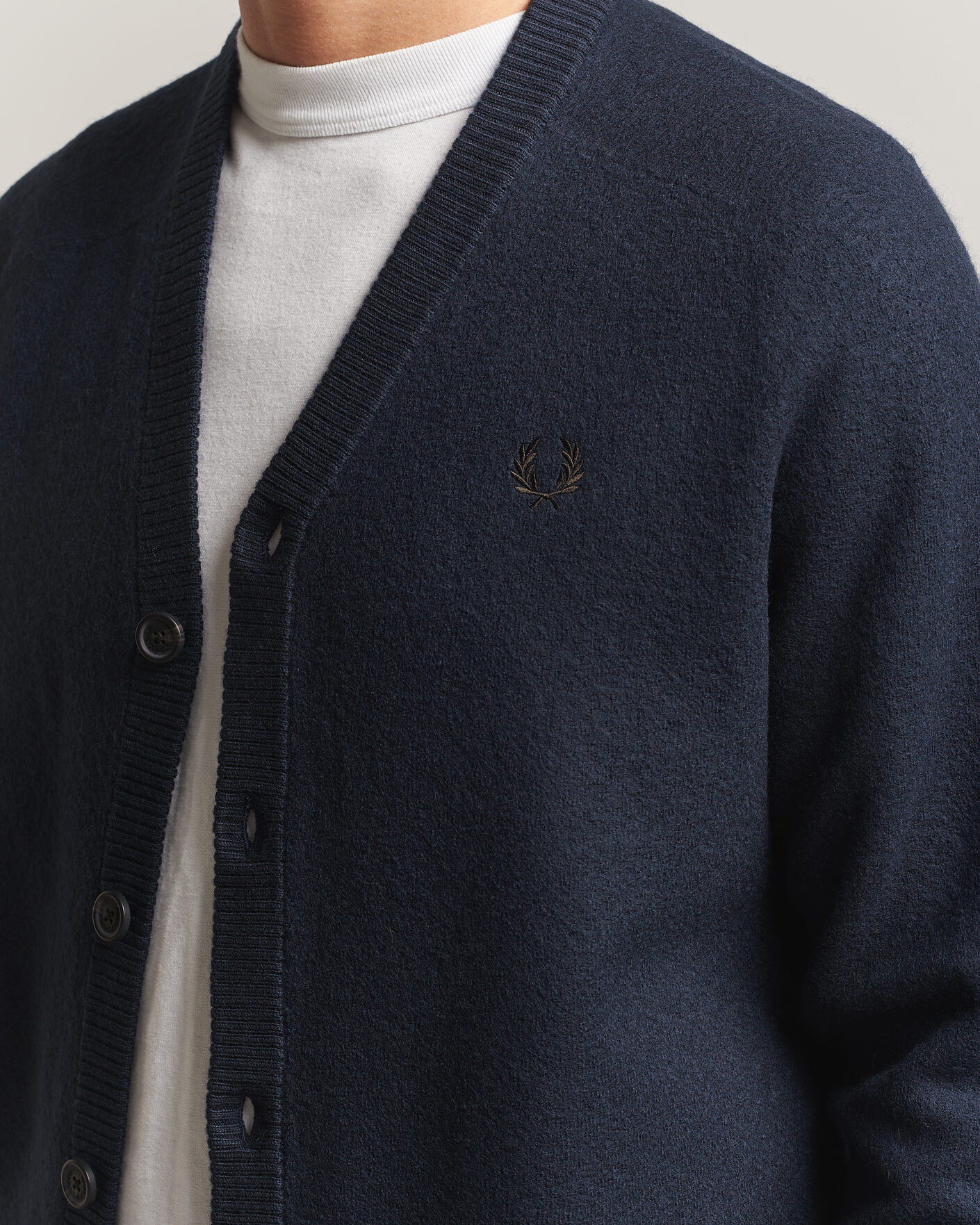 Herre | Gensere | Fred Perry | Wool Saddle Sleeve Cardigan Navy