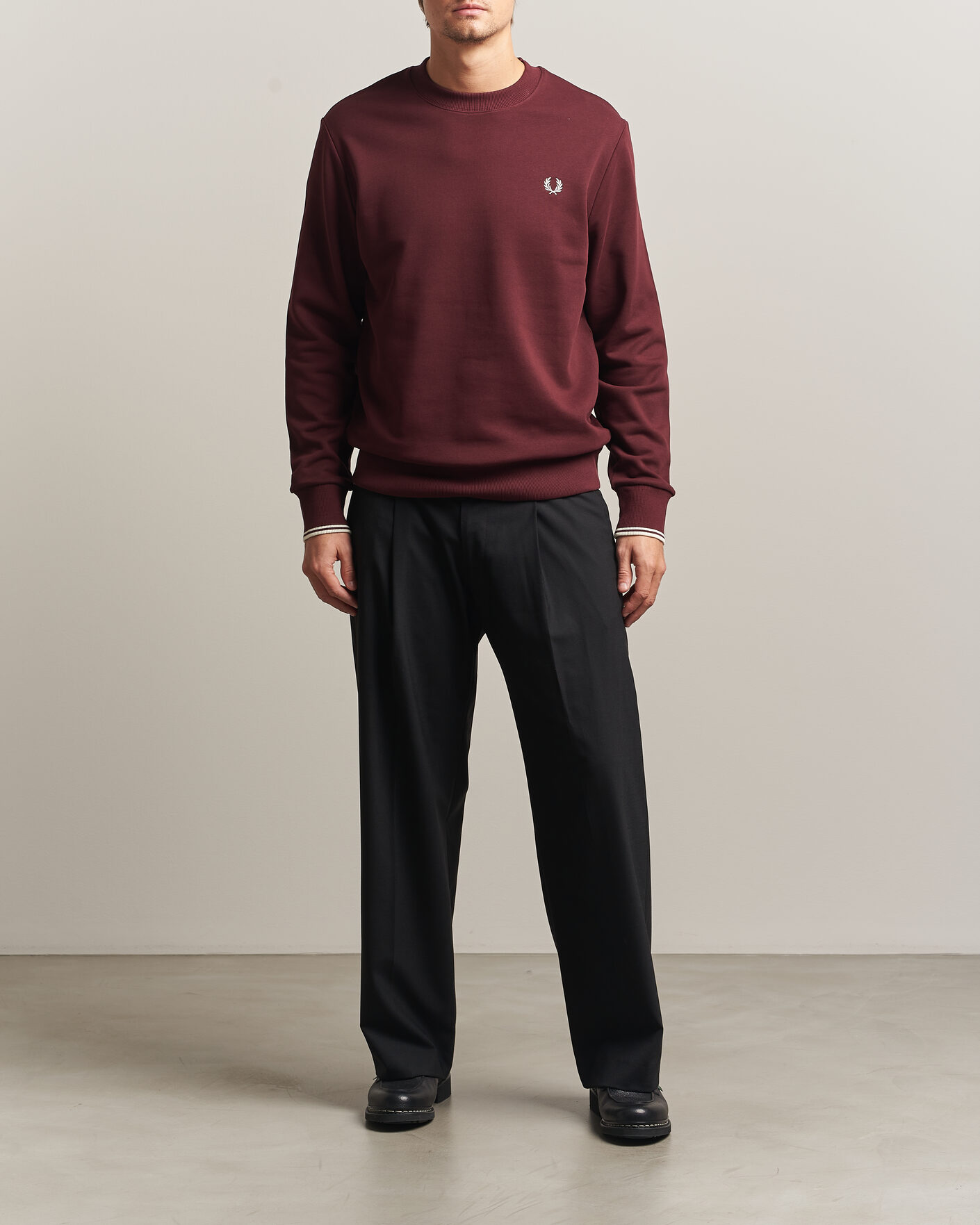 Herre | Gensere | Fred Perry | Crew Neck Sweatshirt Oxblood