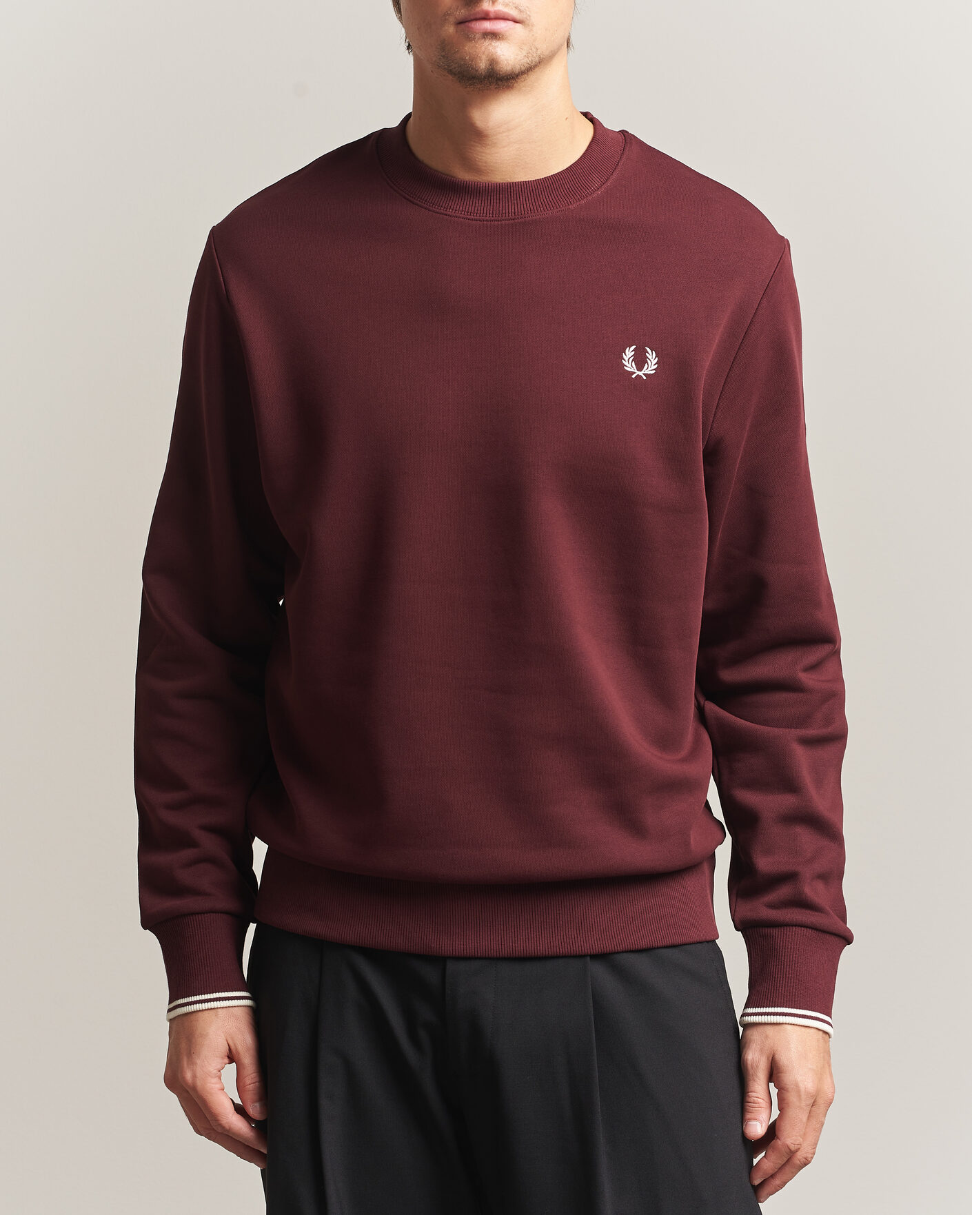 Herre | Gensere | Fred Perry | Crew Neck Sweatshirt Oxblood