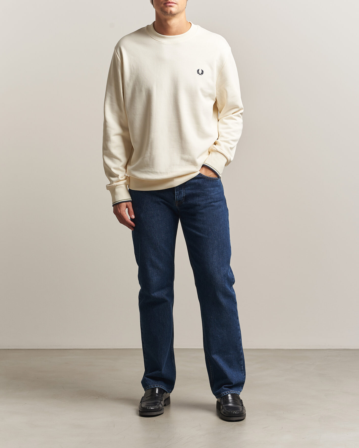 Herre | Gensere | Fred Perry | Crew Neck Sweatshirt Ecru