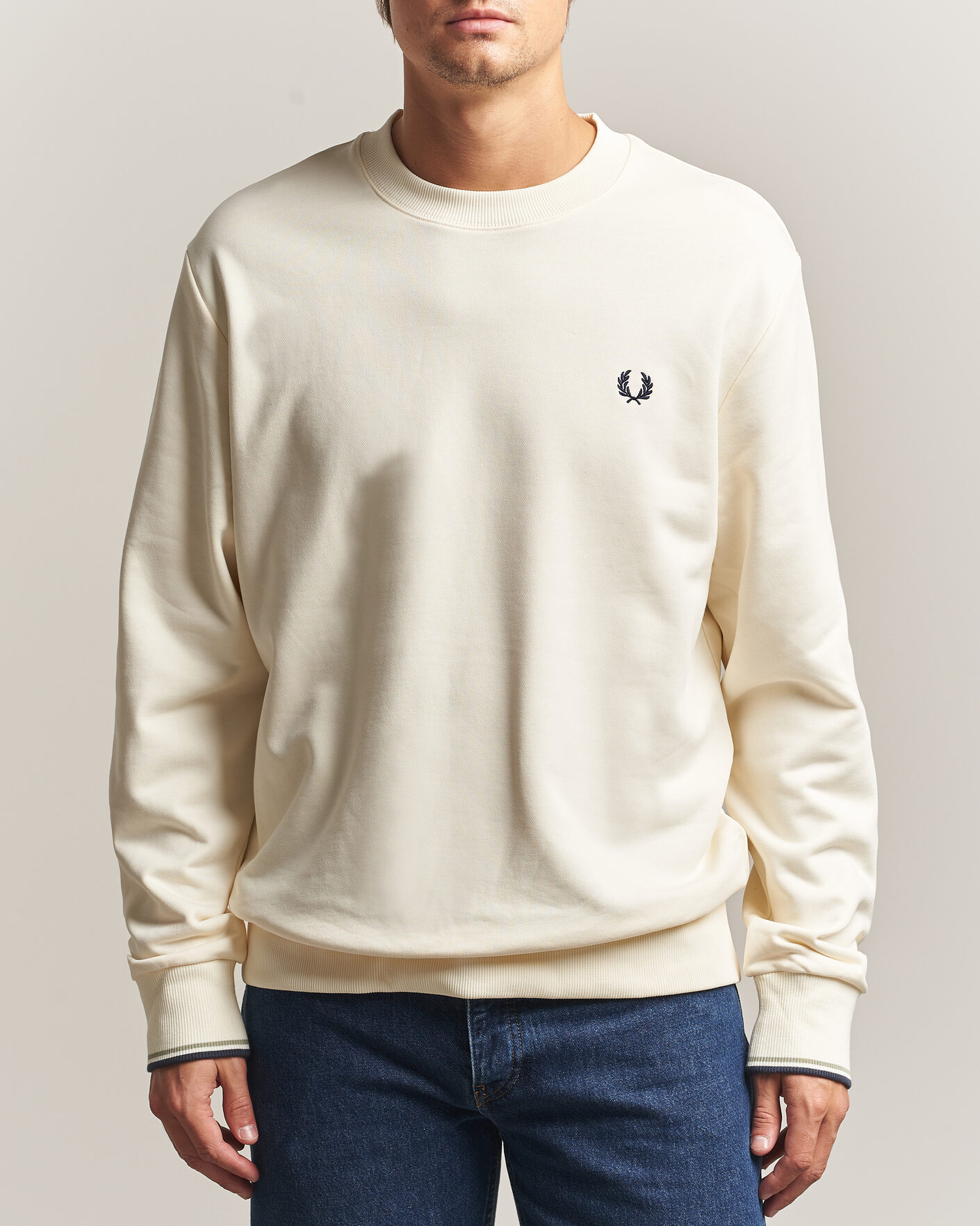 Herre | Gensere | Fred Perry | Crew Neck Sweatshirt Ecru