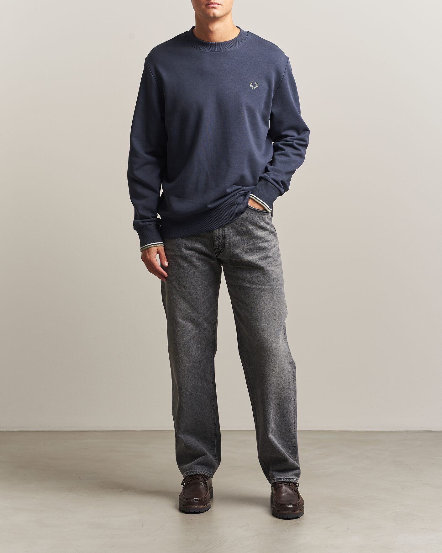 Herre | Gensere | Fred Perry | Crew Neck Sweatshirt Dark Airforce
