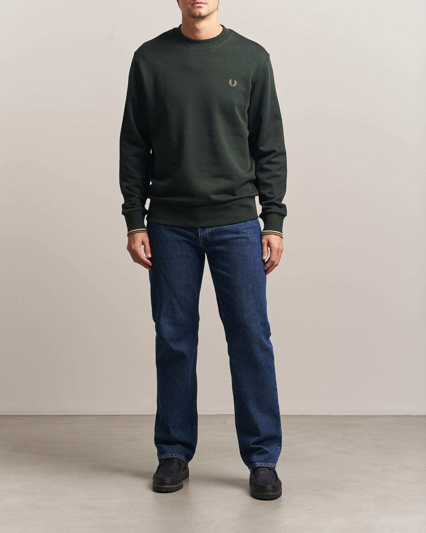 Herre | Gensere | Fred Perry | Crew Neck Sweatshirt Night Green