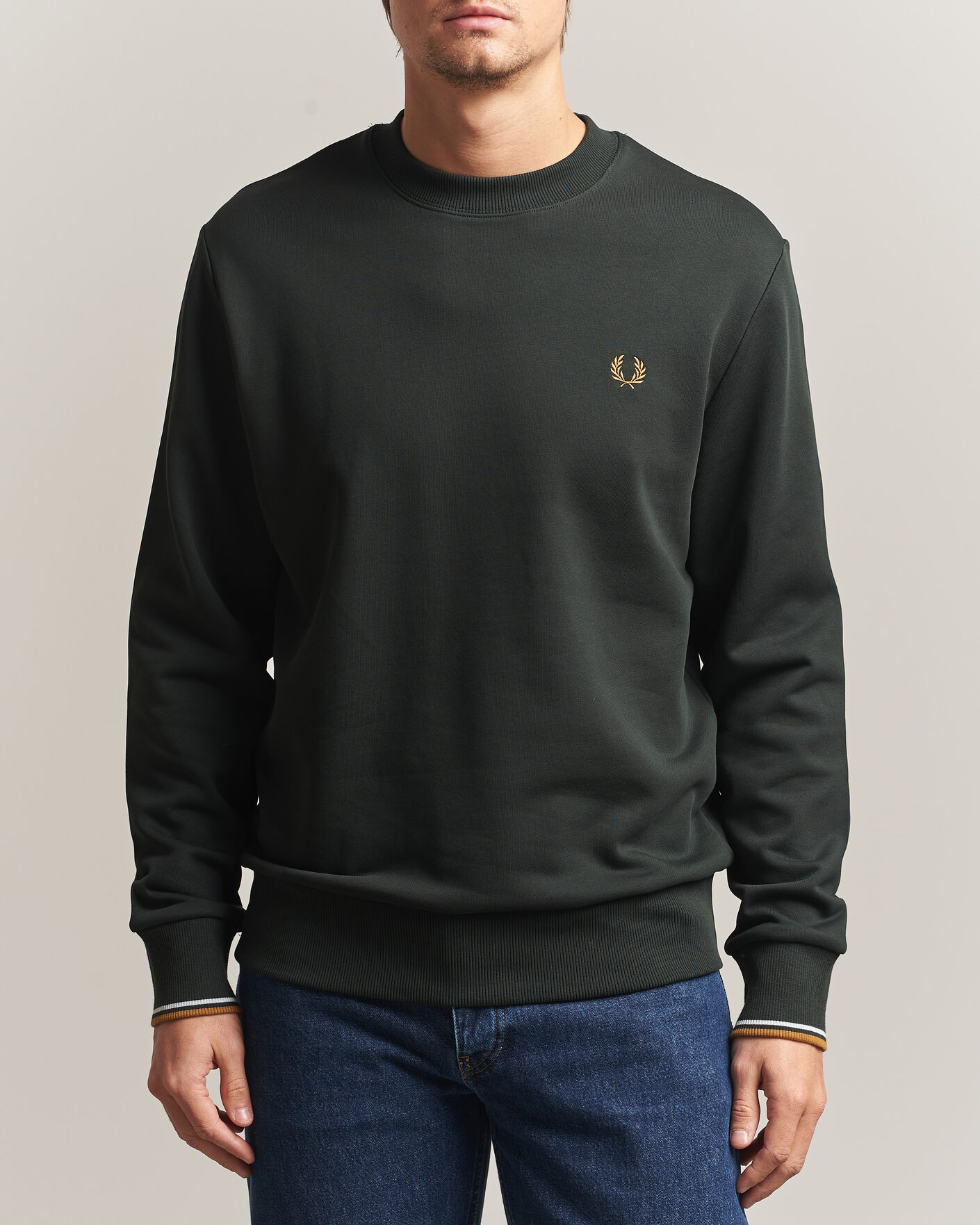 Herre | Gensere | Fred Perry | Crew Neck Sweatshirt Night Green