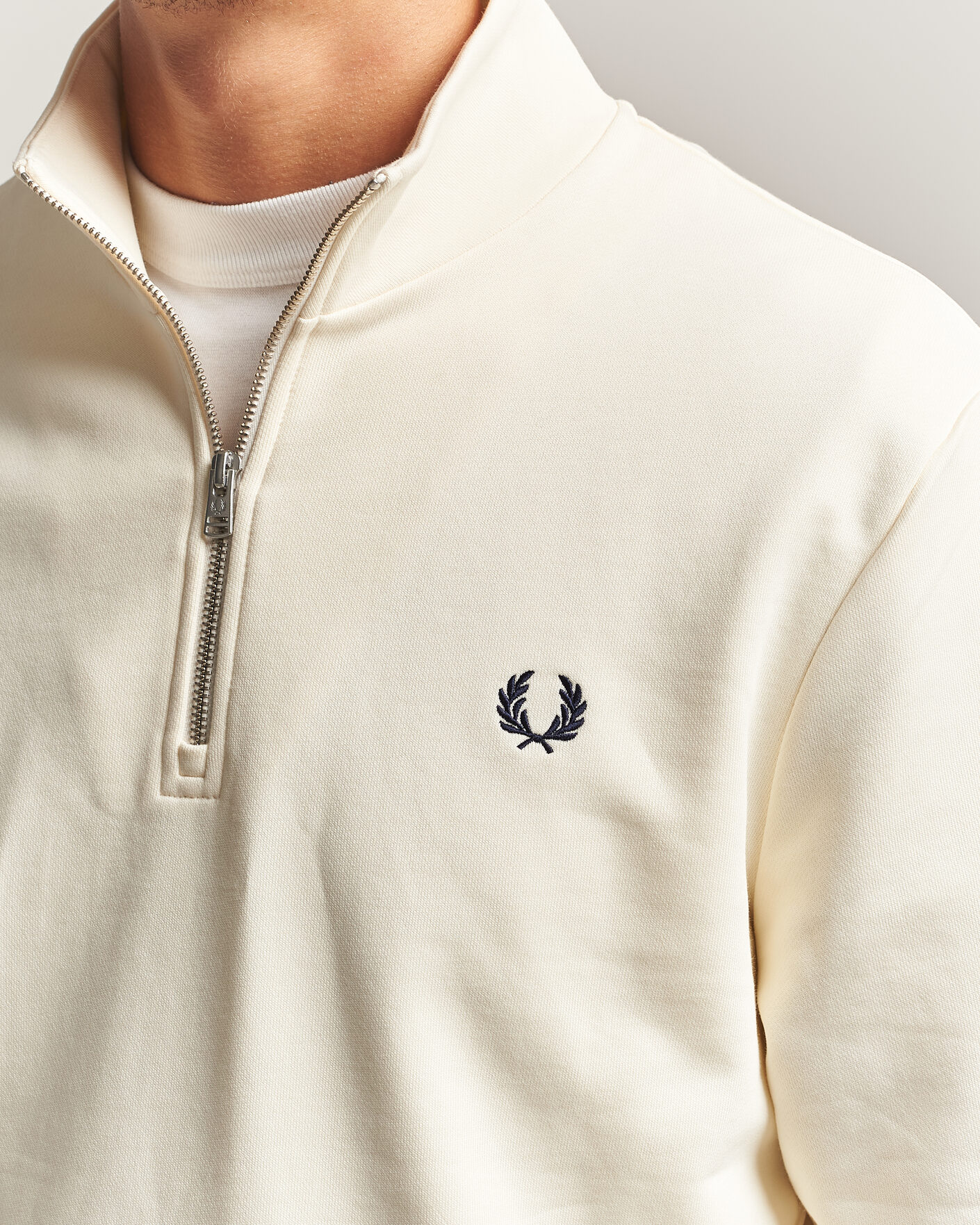 Herre | Gensere | Fred Perry | Half Zip Sweatshirt Ecru