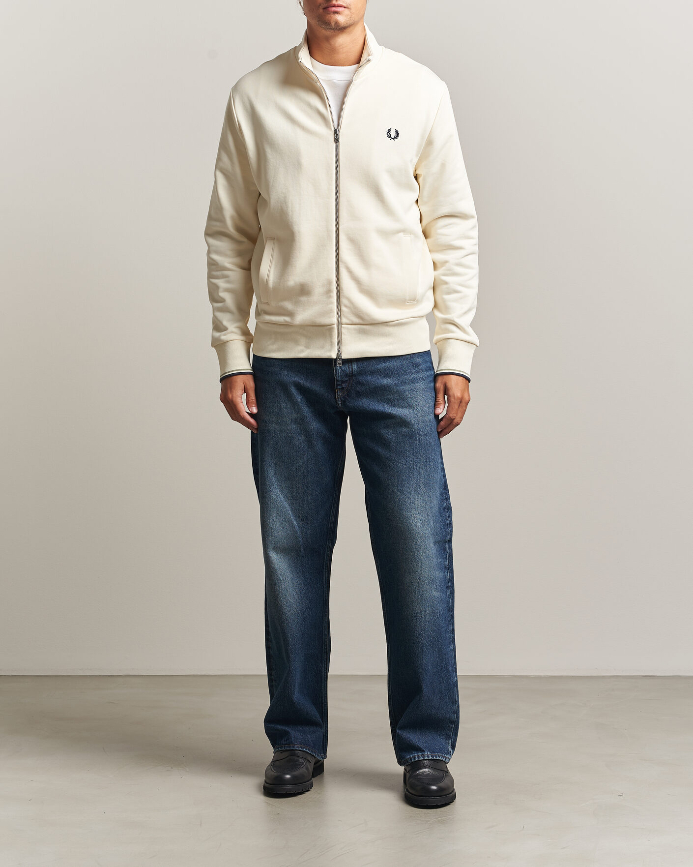 Herre | Gensere | Fred Perry | Full Zip Sweatshirt Ecru