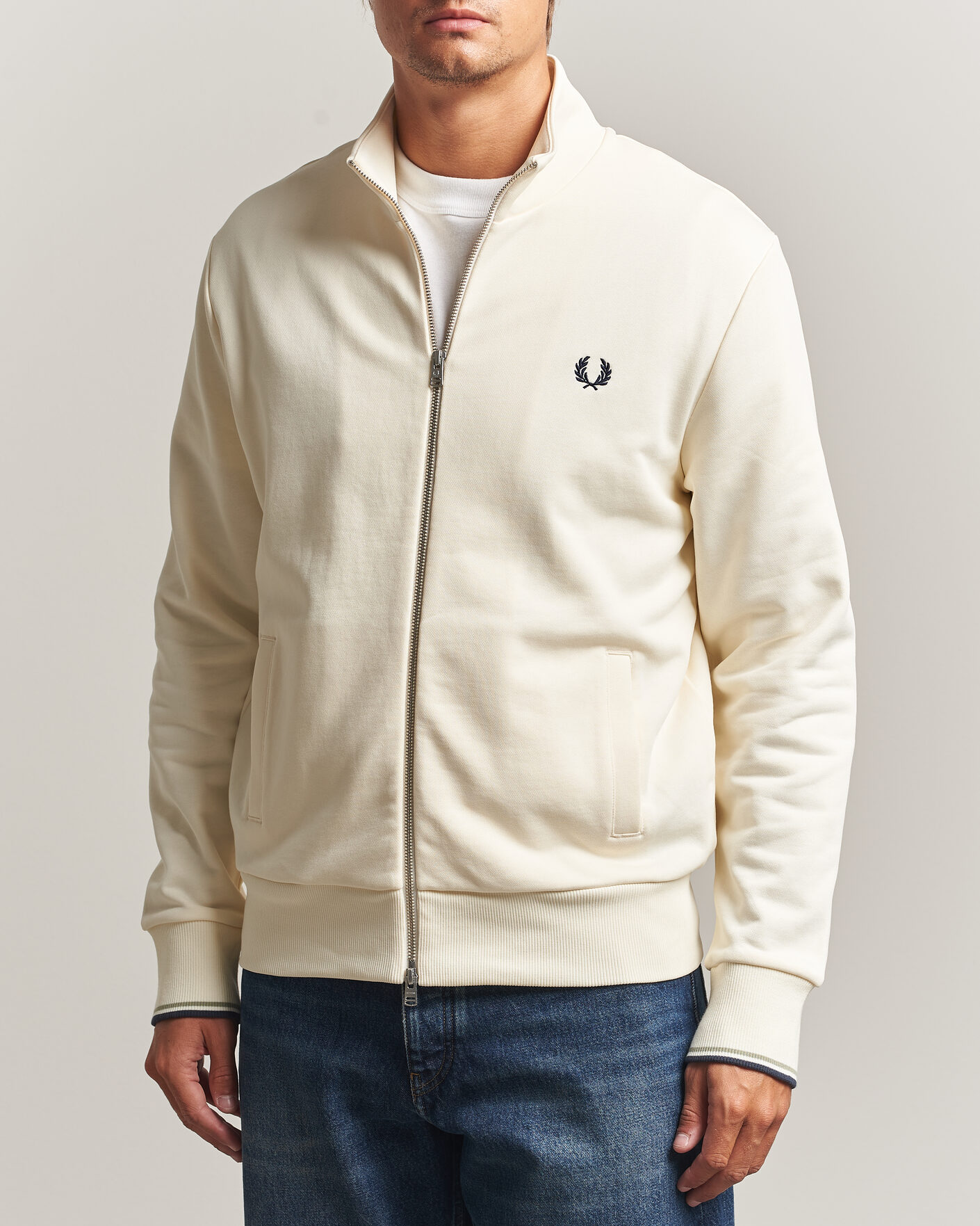 Herre | Gensere | Fred Perry | Full Zip Sweatshirt Ecru