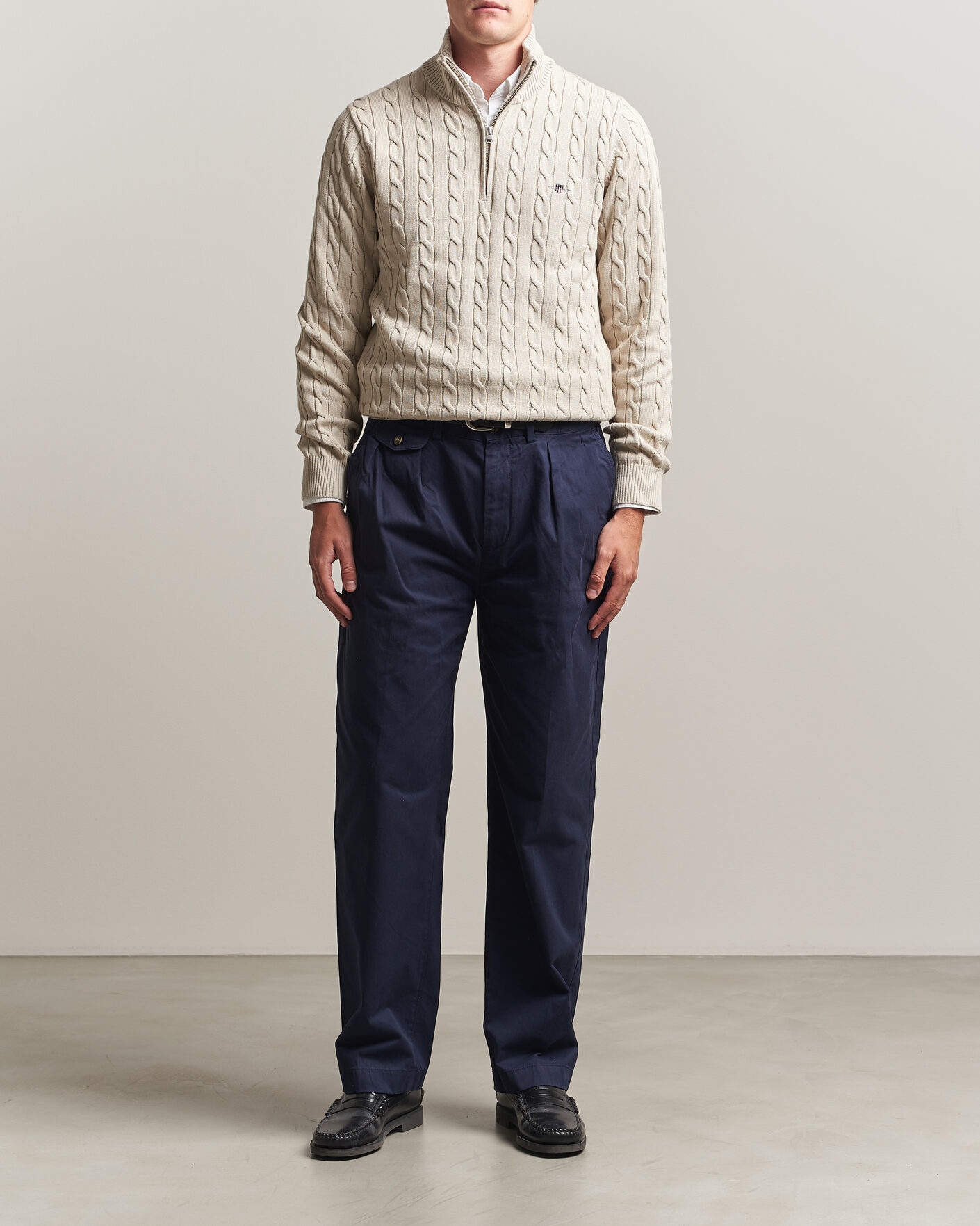 Herre | Bukser | Gant | Relaxed Fit Pleated Cotton Twill Pants Evening Blue