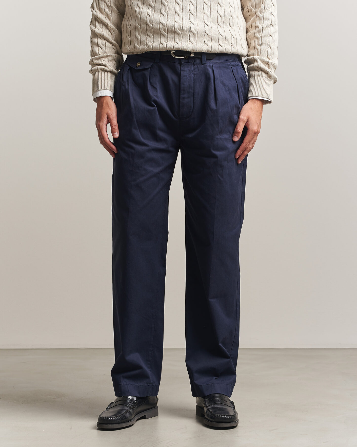 Herre | Bukser | Gant | Relaxed Fit Pleated Cotton Twill Pants Evening Blue