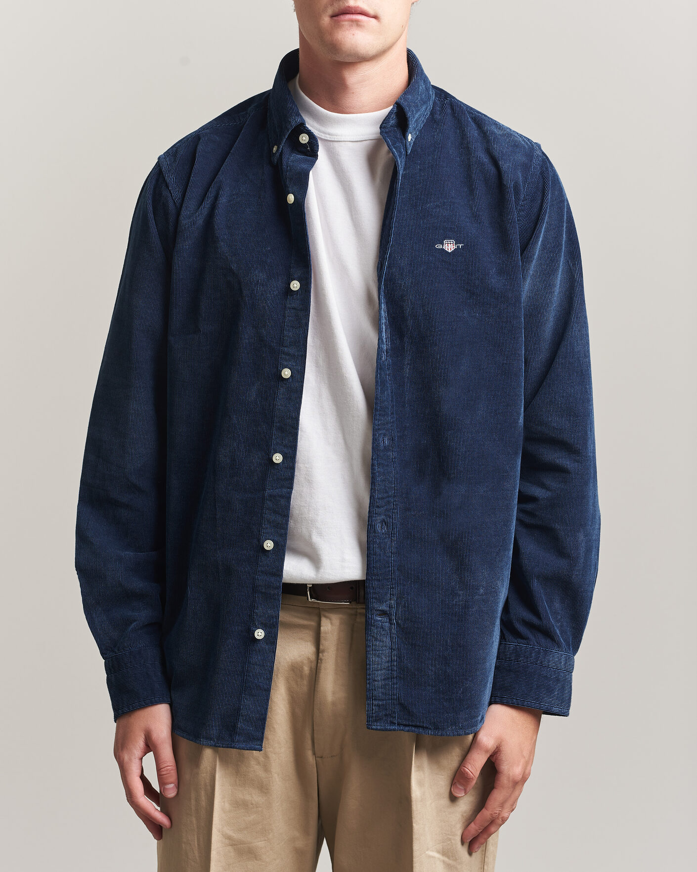 Herre | Skjorter | Gant | Indigo Corduroy Shirt Dark Blue