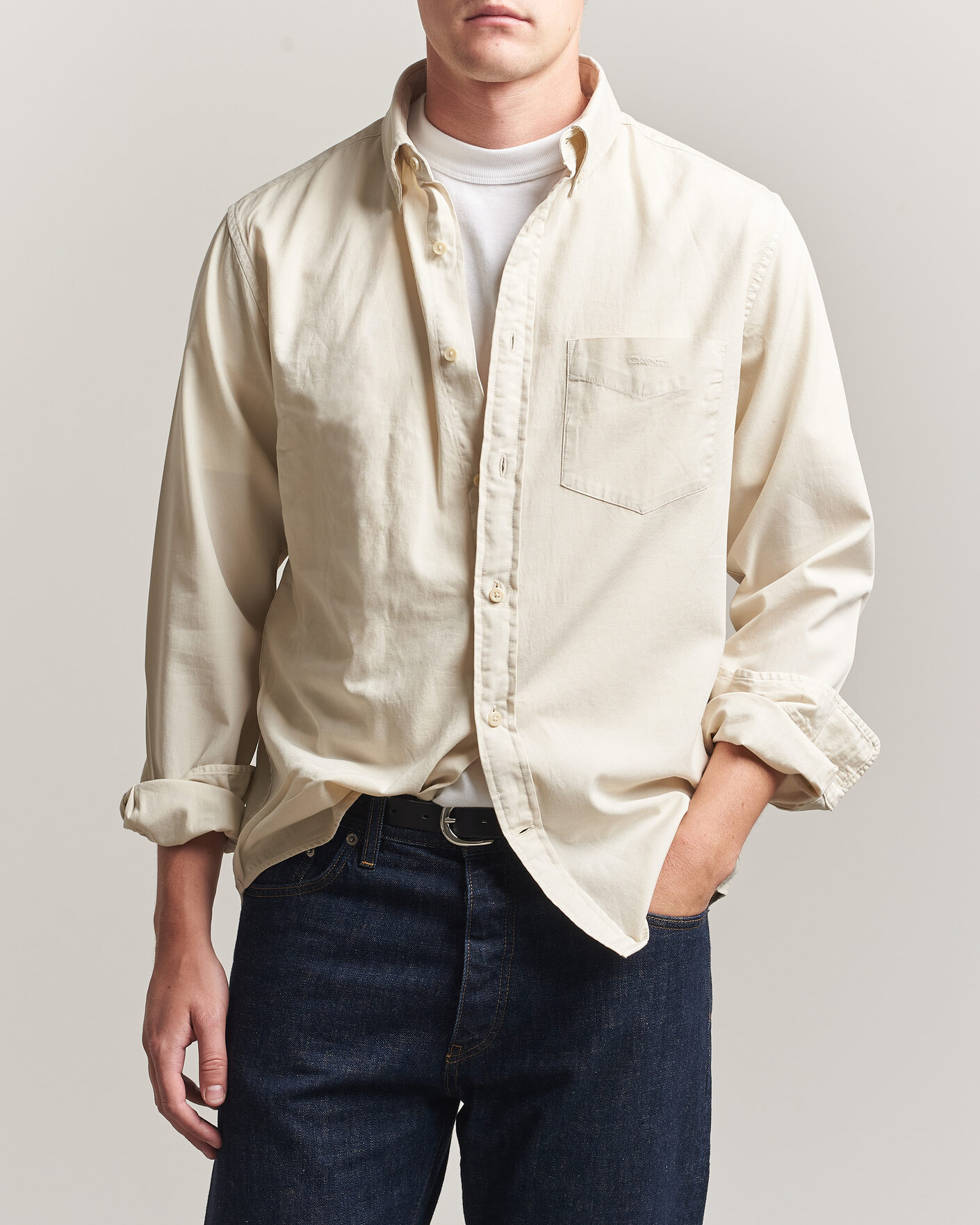 Herre | Skjorter | Gant | Regular Fit Garment Dyed Twill Shirt Sand