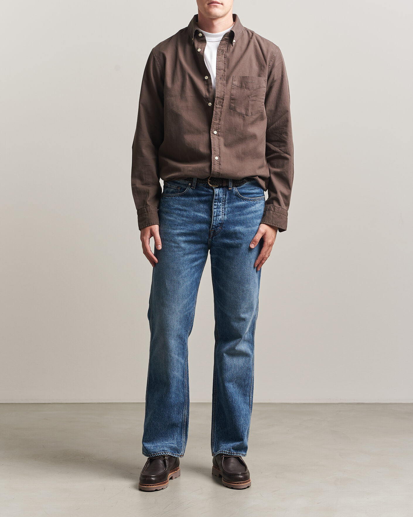 Herre | Skjorter | Gant | Regular Fit Garment Dyed Twill Shirt Shadow Brown